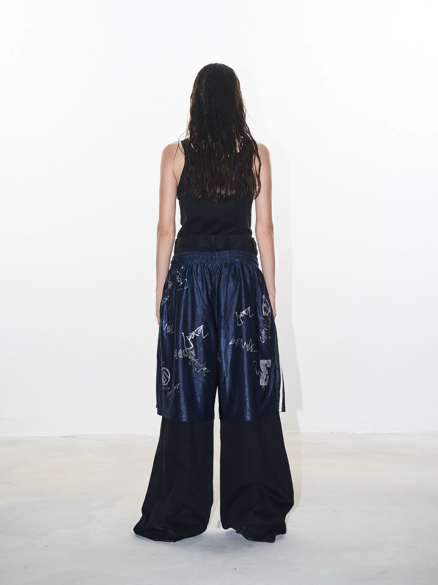 EXITMODE BY BLINDNOPLAN 24AW Graffiti Patchwork Denim Layered Pants