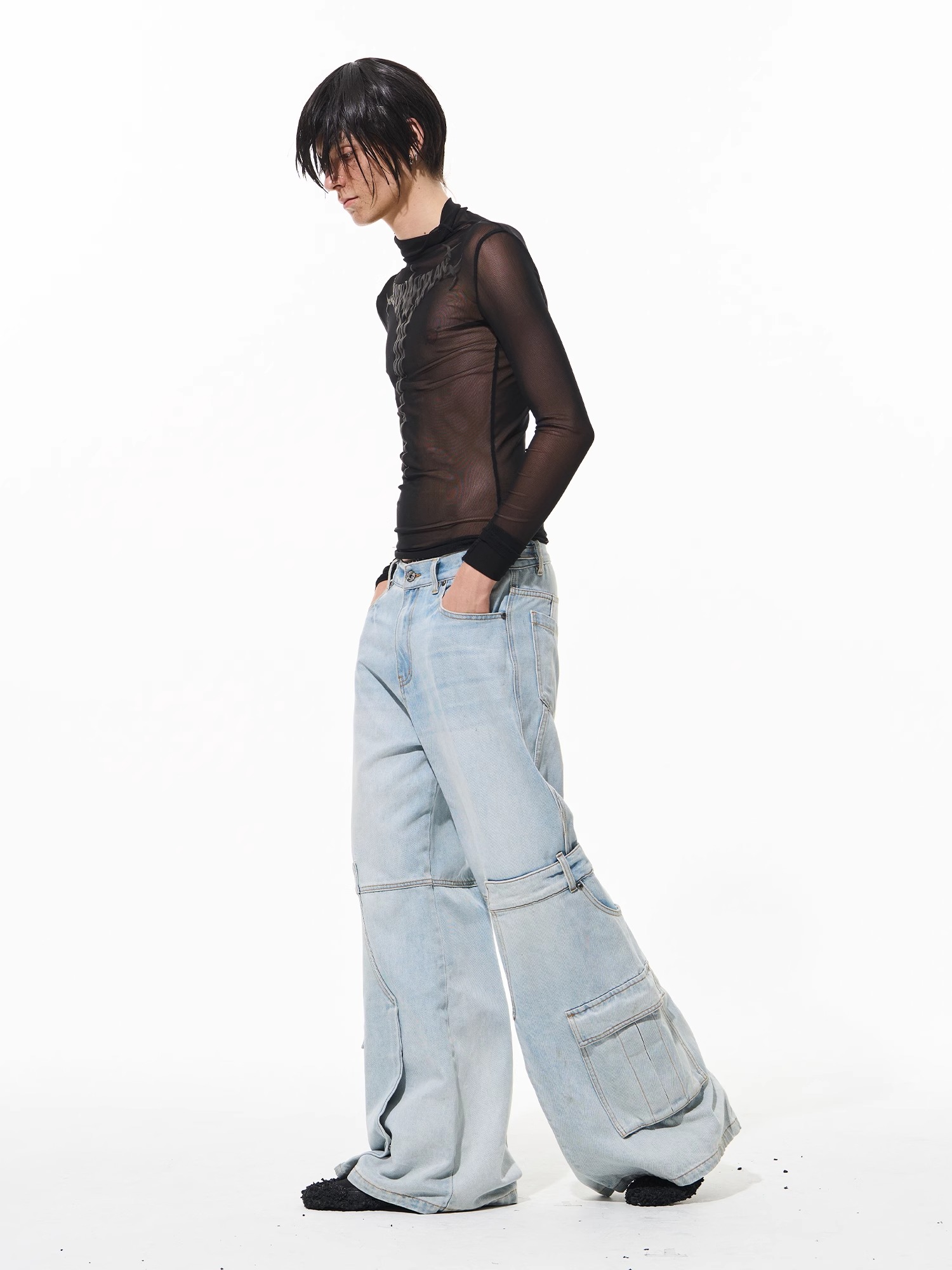 BLINDNOPLAN Dual Opening Visual Light Wash Denim Pants