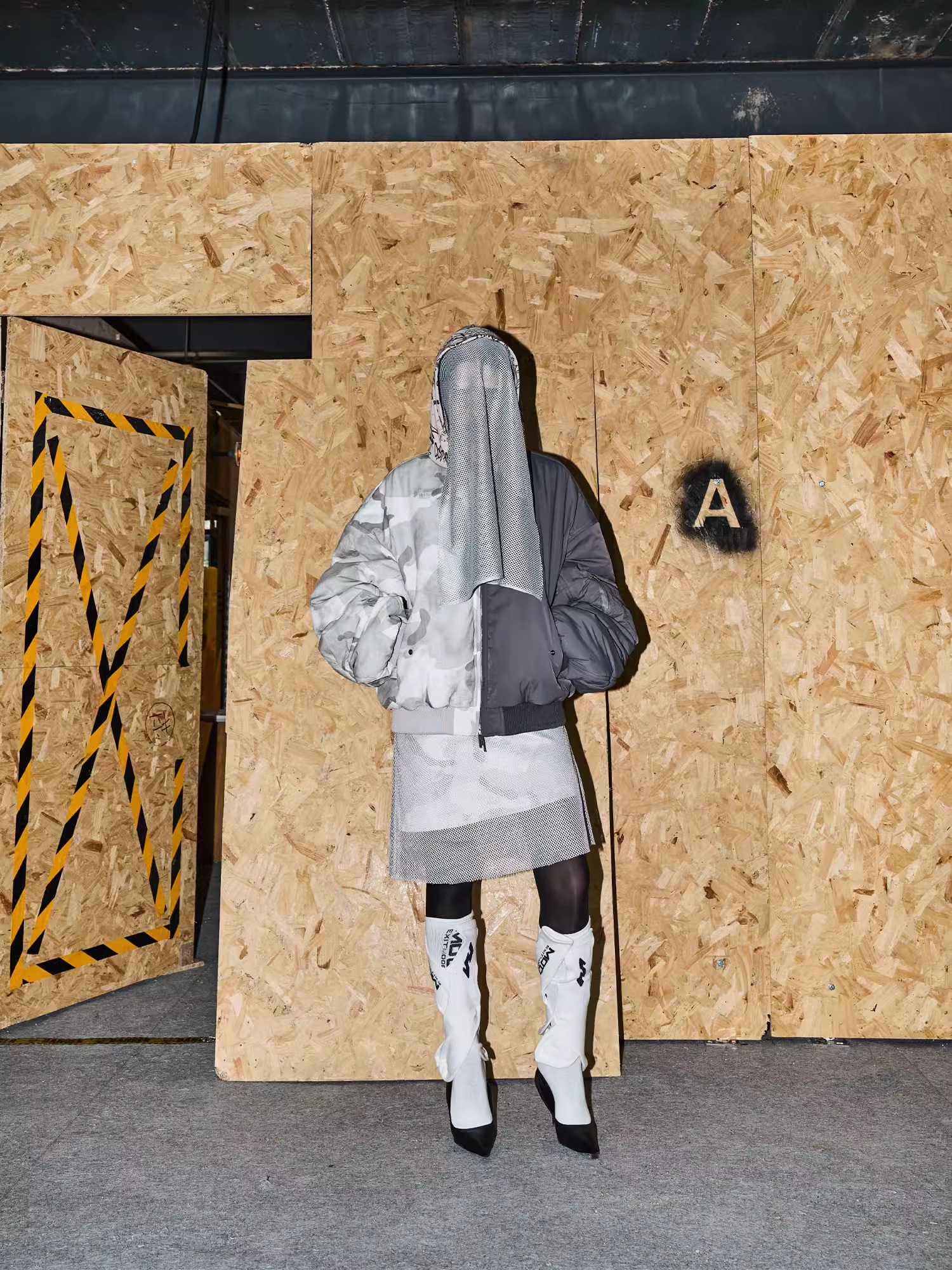 EXITMODE BY BLINDNOPLAN Yin-Yang Graffiti Hooded Bomber Jacket