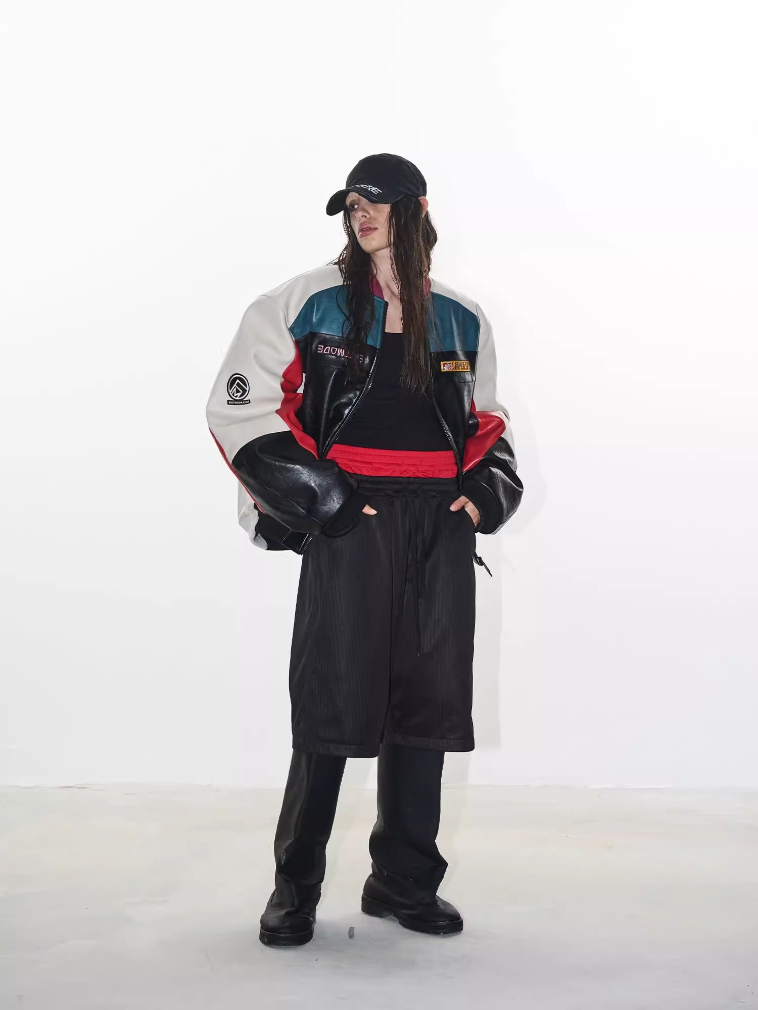 EXITMODE BY BLINDNOPLAN Color-Block Biker Cotton Jacket