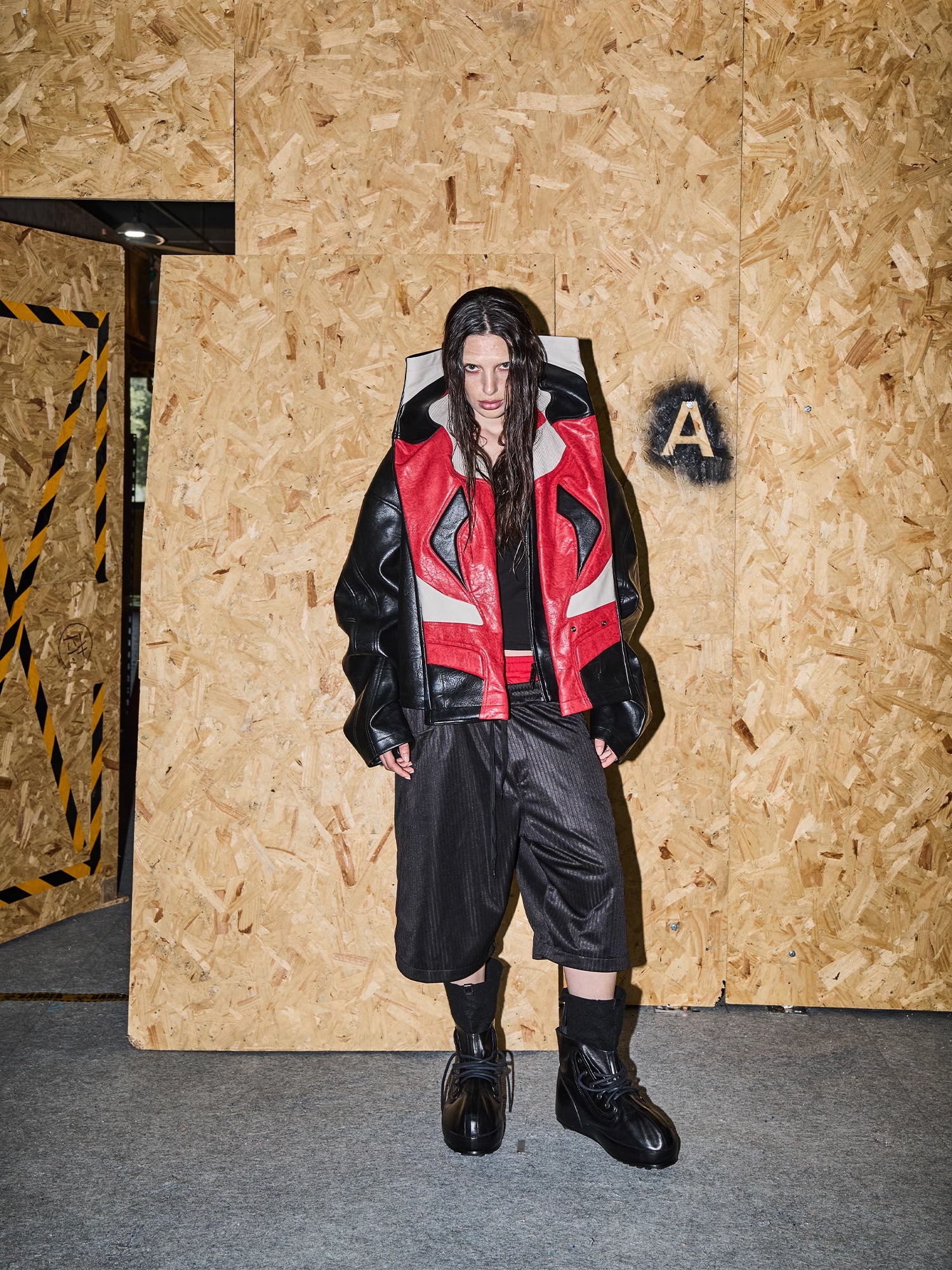 EXITMODE BY BLINDNOPLAN Oversized Lapel Dual-Shape Biker Jacket