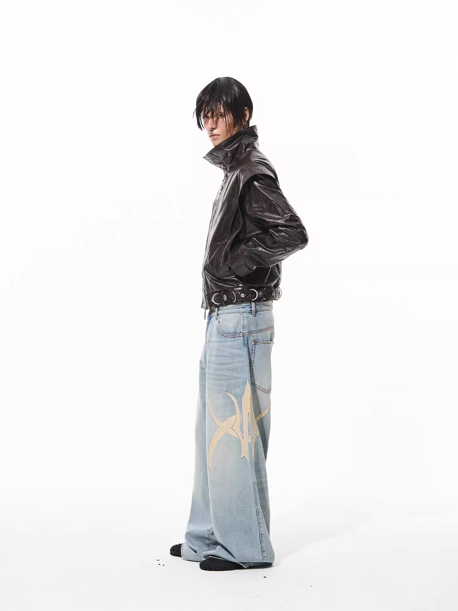 BLINDNOPLAN 24AW Crocodile Pattern Heavy-Duty Metal Belt Jacket