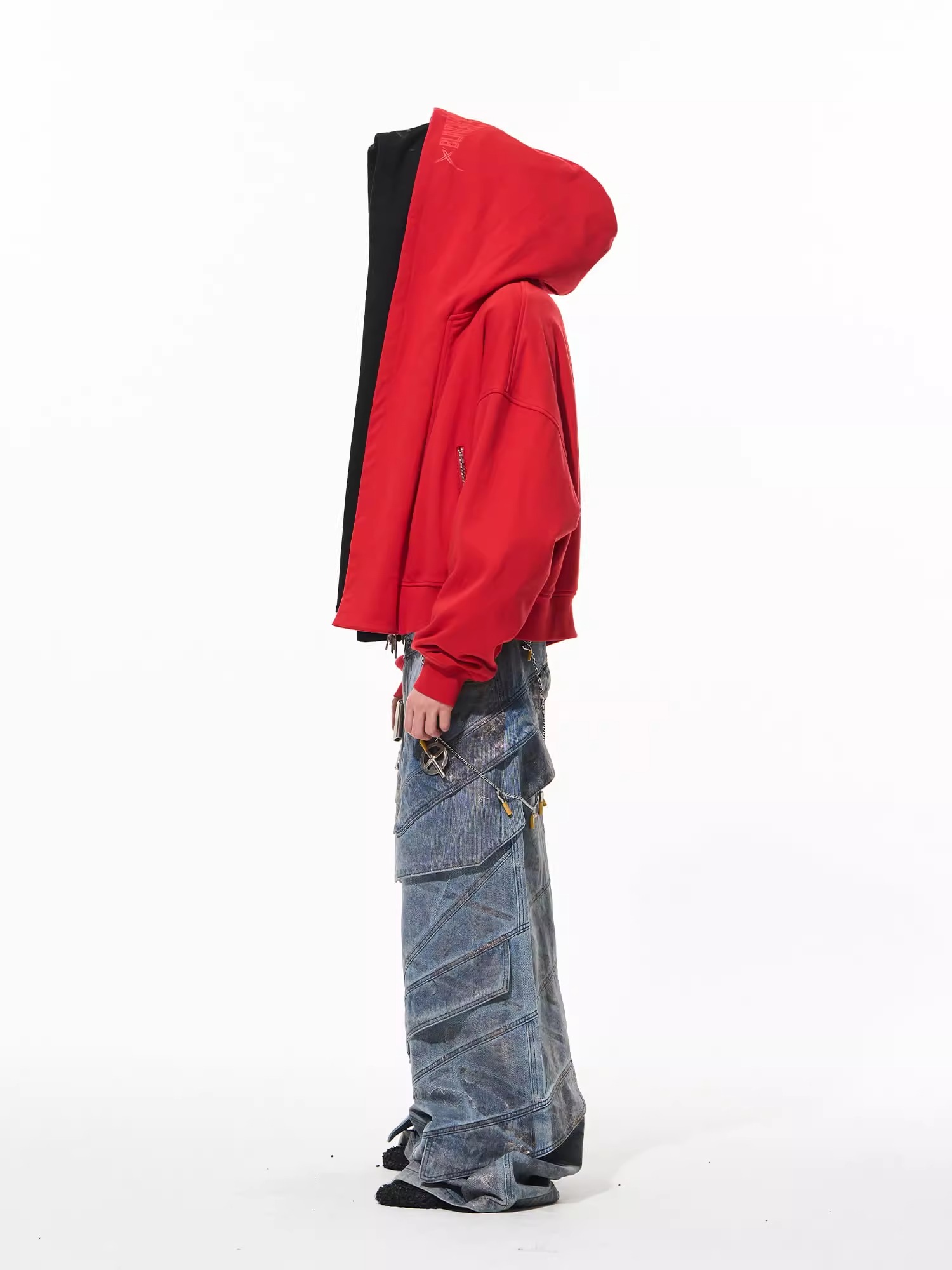 BLINDNOPLAN Gold-Foil Snake Print Denim Pants