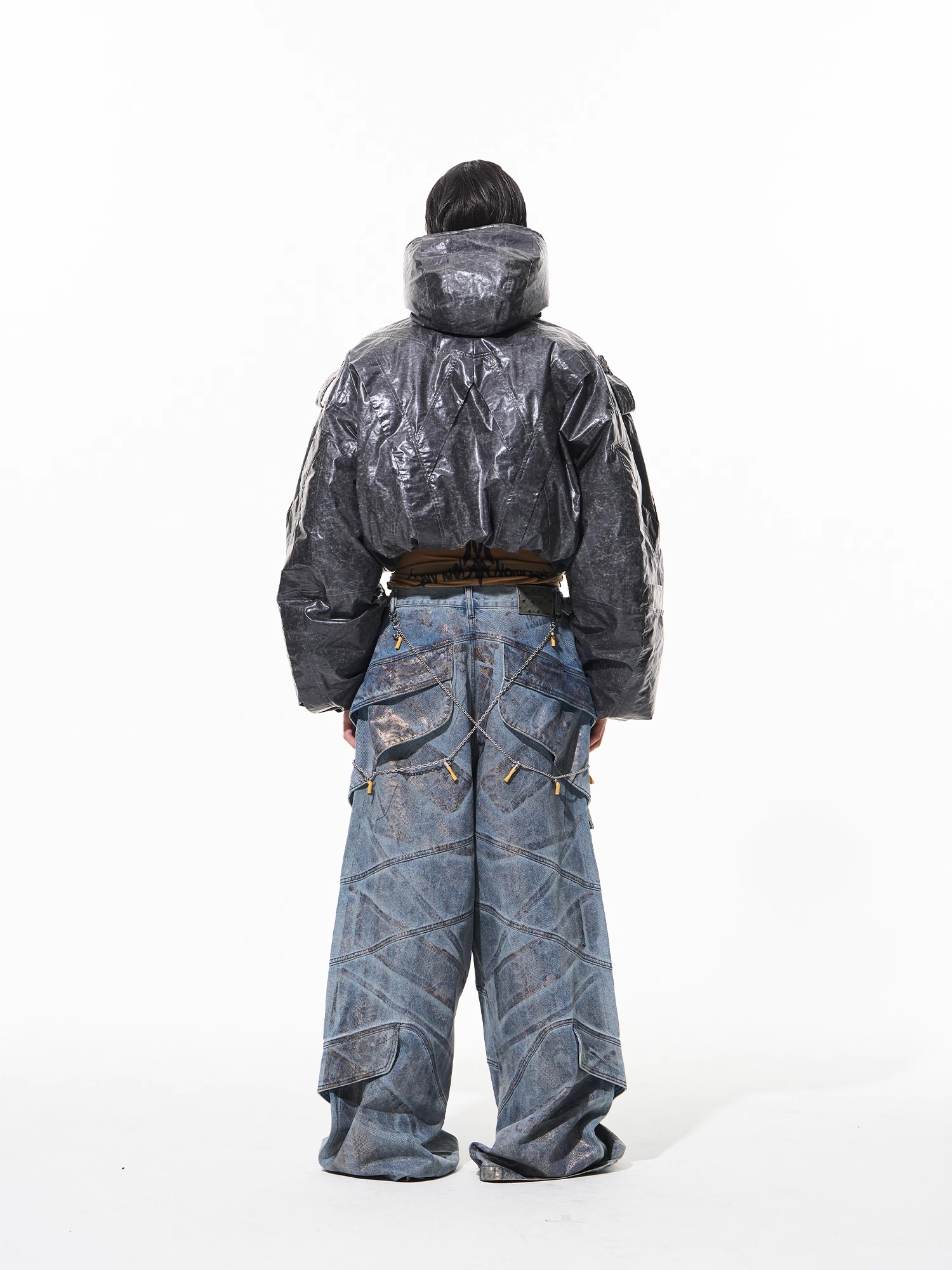 BLINDNOPLAN Hooded Short Multiple Panels Jacket 