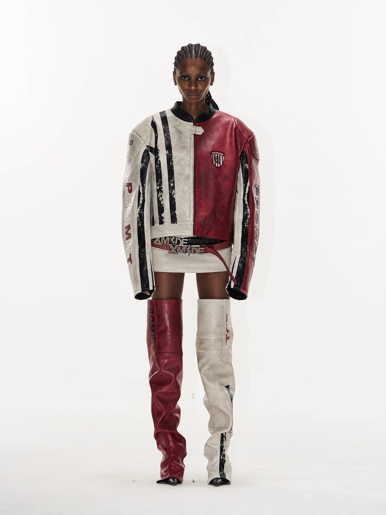 EXITMODE BY BLINDNOPLAN Distressed Leather Sports Jacket