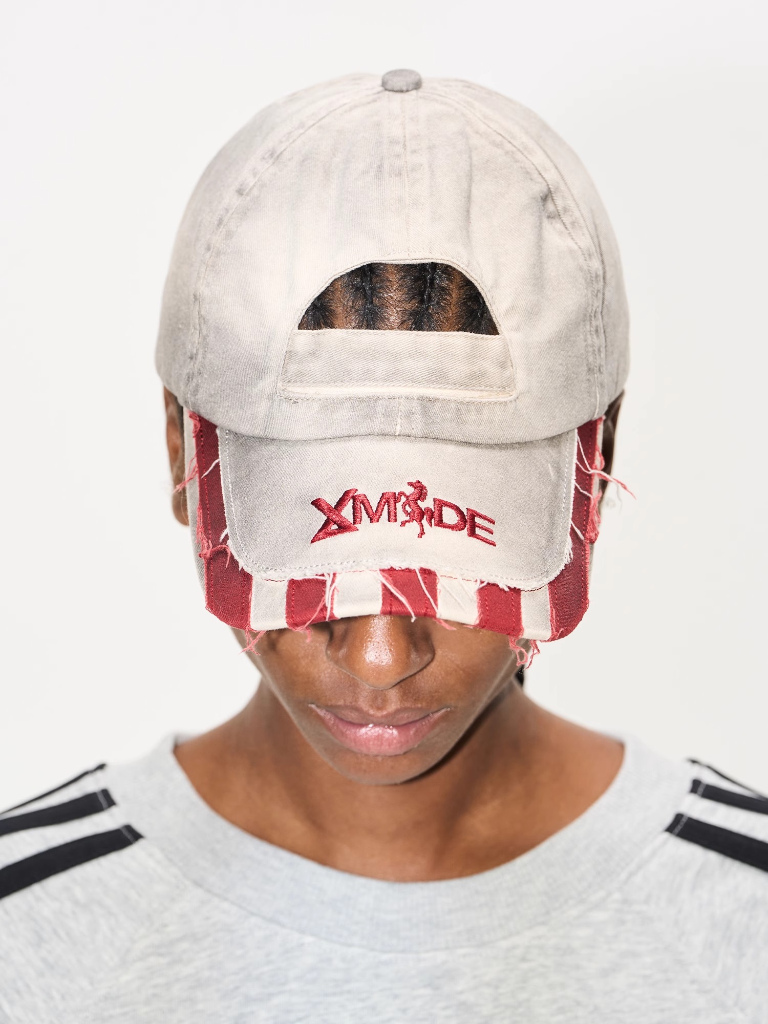 EXITMODE BY BLINDNOPLAN Washed Distressed Frayed Patch Adjustable Cap