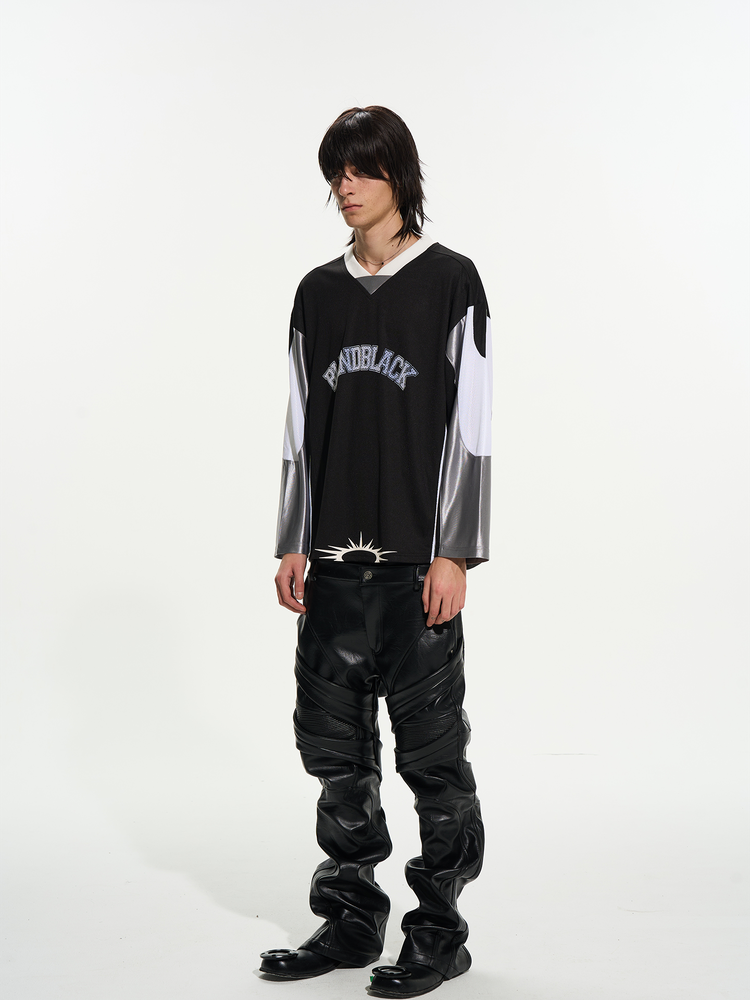 Sporty Colorblock Mesh Baseball Jersey
