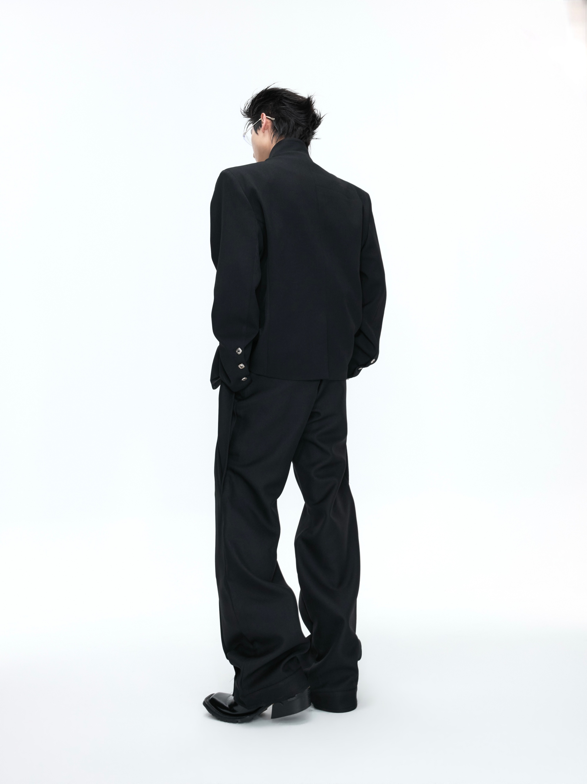 Black New-Chinese Stand-Collar Blazer Jacket
