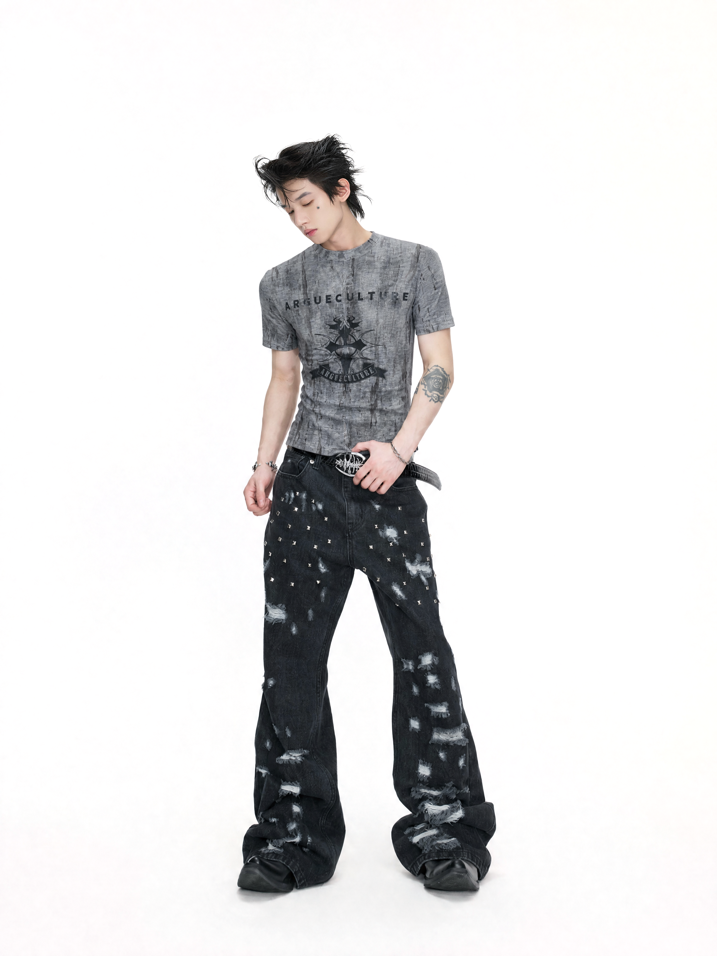 Vintage Distressed Tie-Dye Cropped T-Shirt