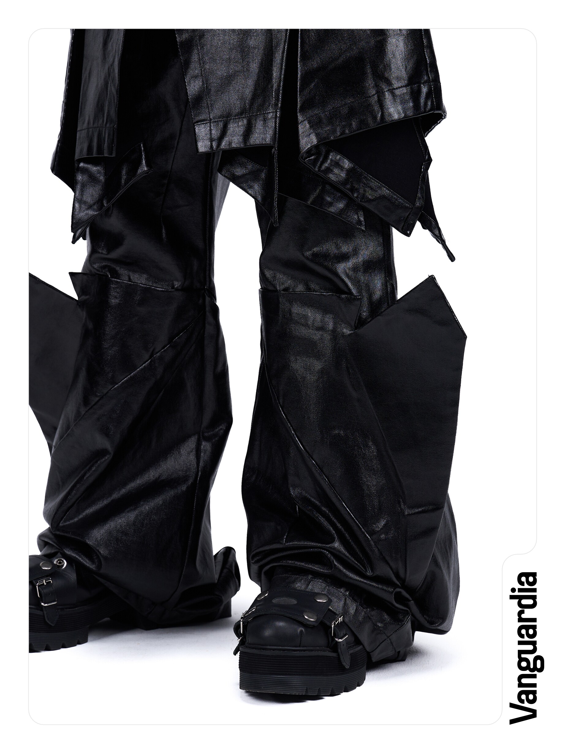 "Blade" Coated Faux Two-Piece Skirt-Pants