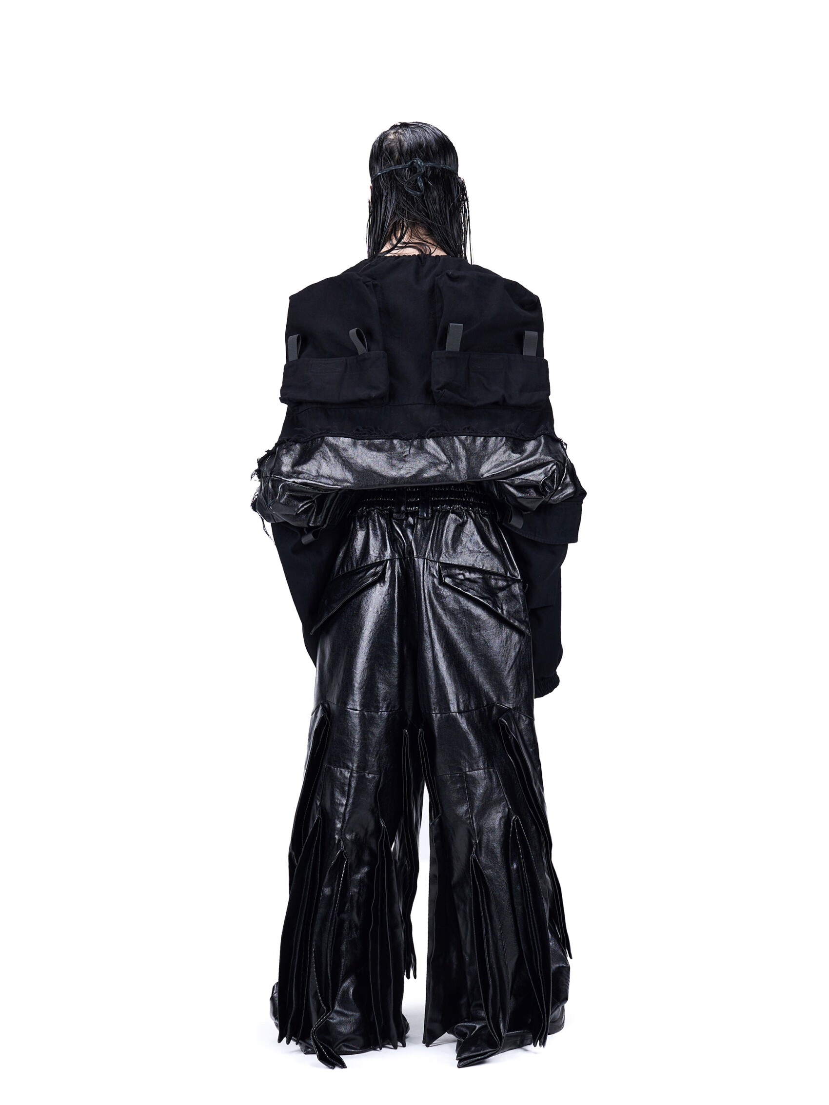 "Blade Array" Coated Deconstructed Pants