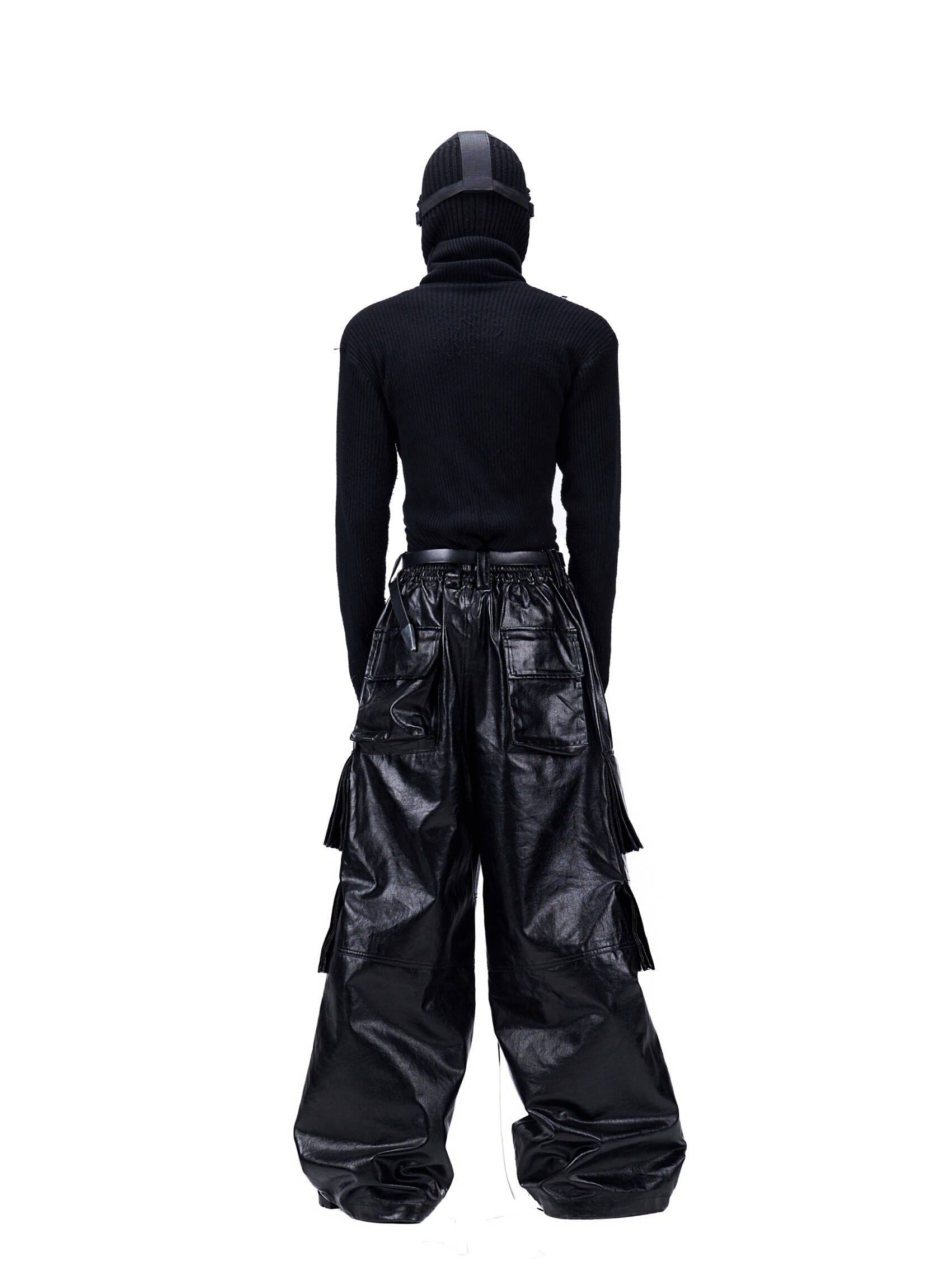 "Undercurrent" Coated Pleated Cargo Pants