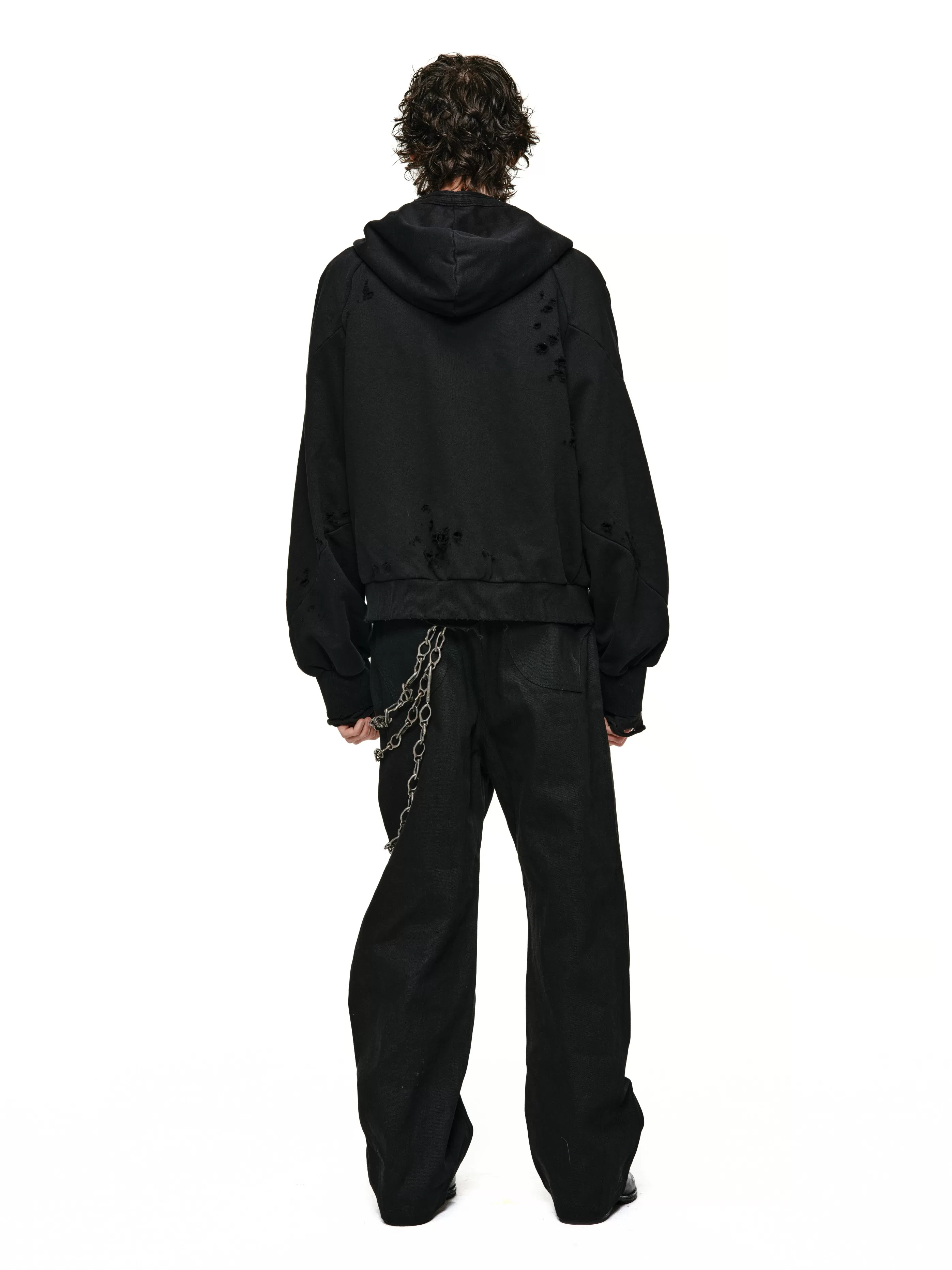 Spiral Sleeve Finger Cot Zipper Erosion Hoodie