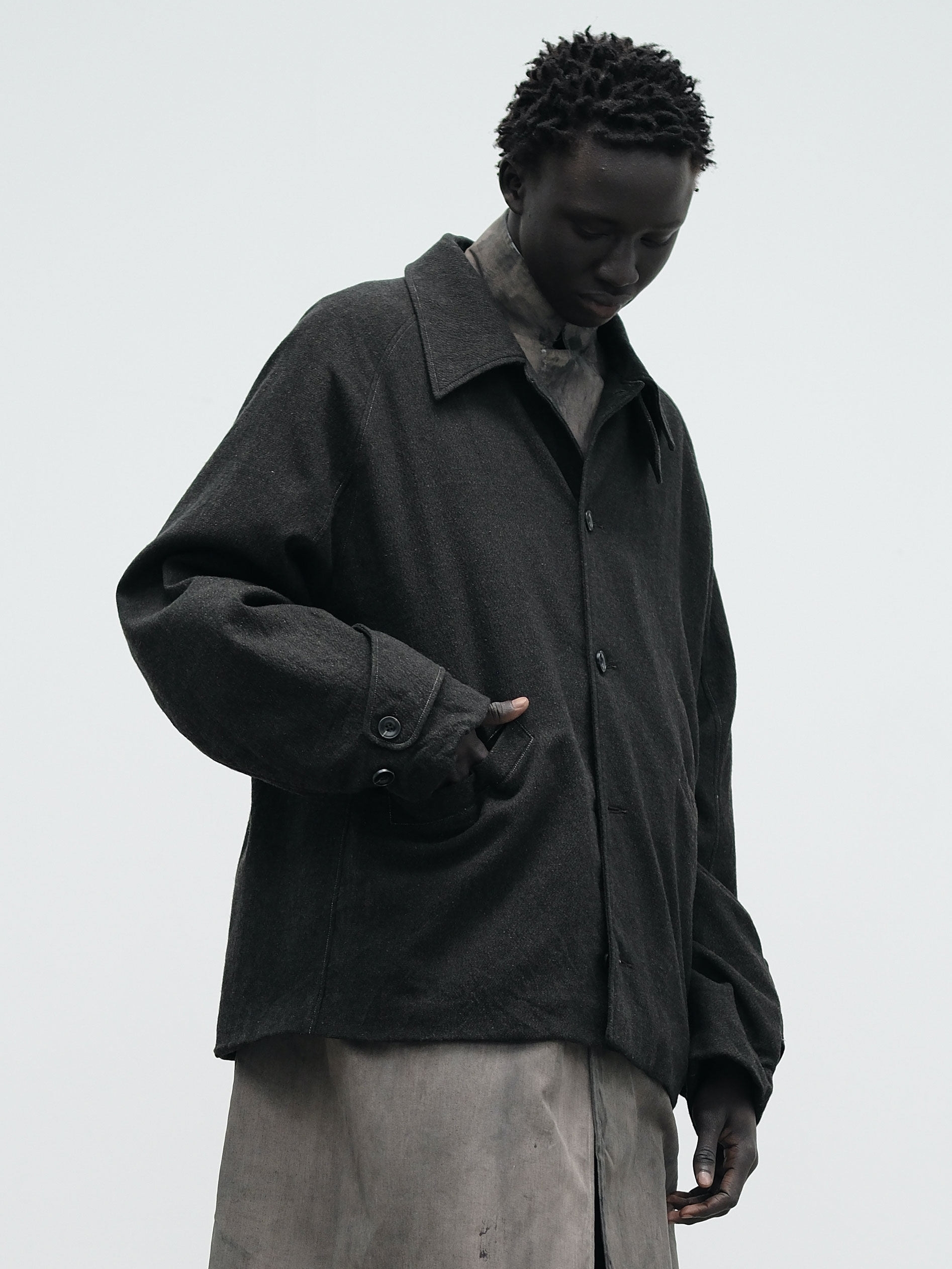 Raglan Sleeve Dropped Shoulder Jacket