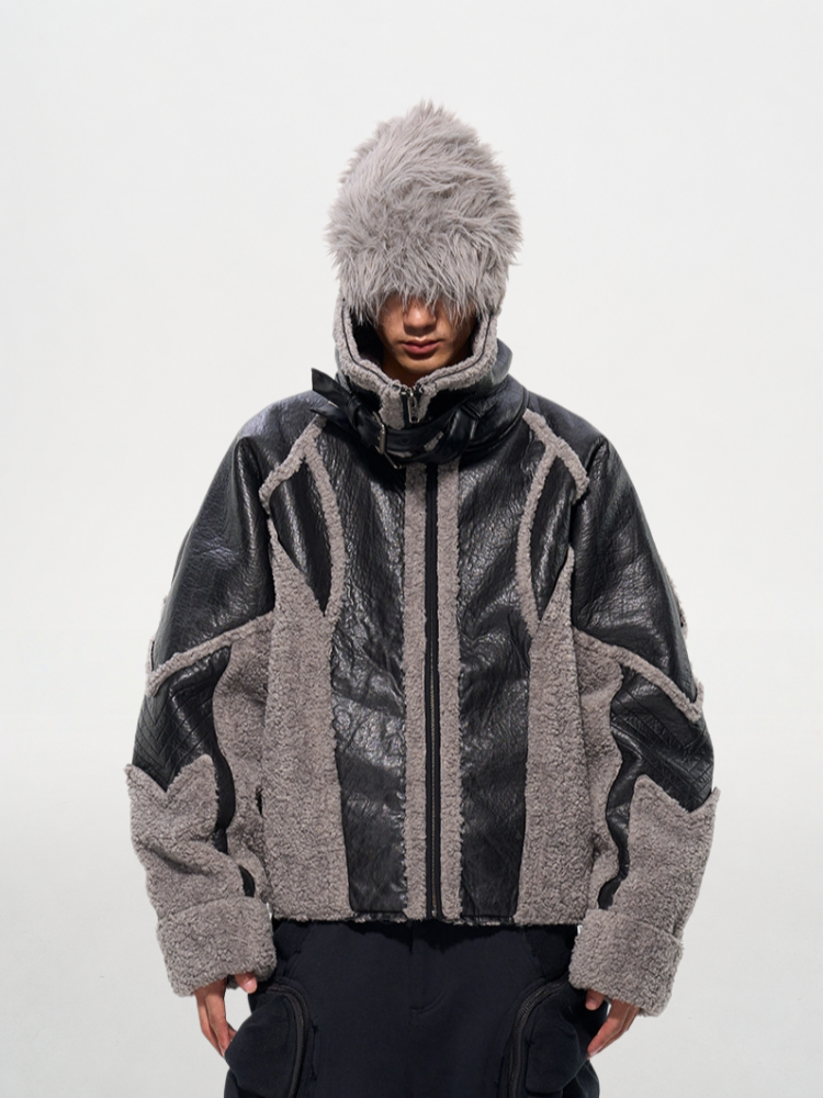 SAVAGES Shearling-Style High-Neck Jacket