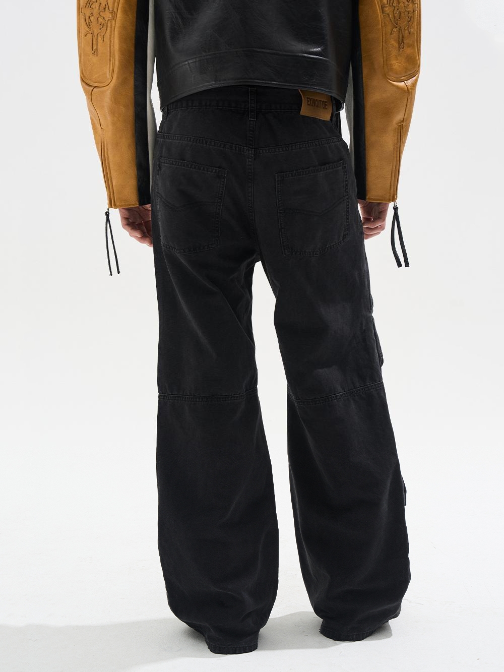 EXITMODE BY BLINDNOPLAN Layered Segmented Distressed Washed Jeans