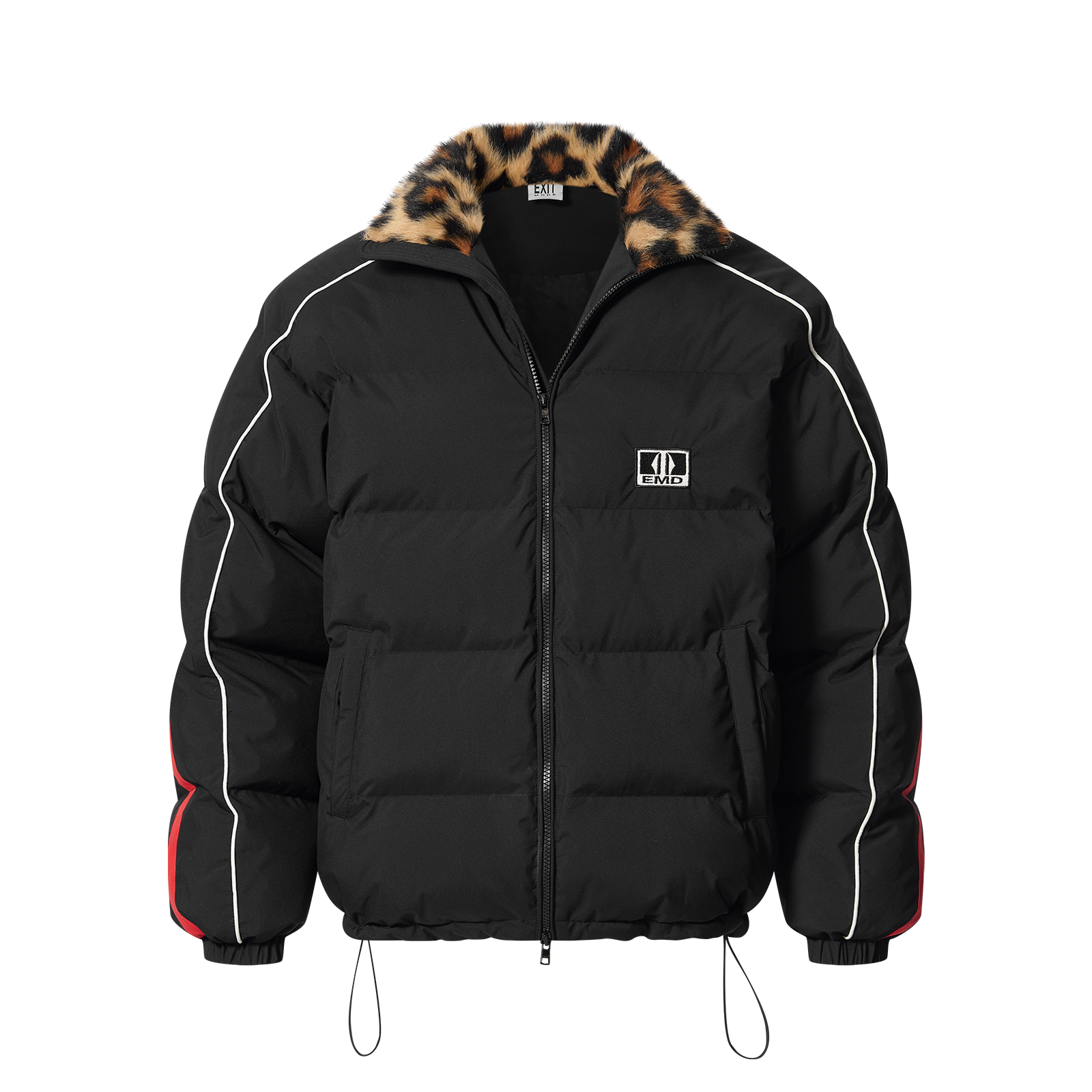 Sport Color-Block Fur Collar Quilted Jacket