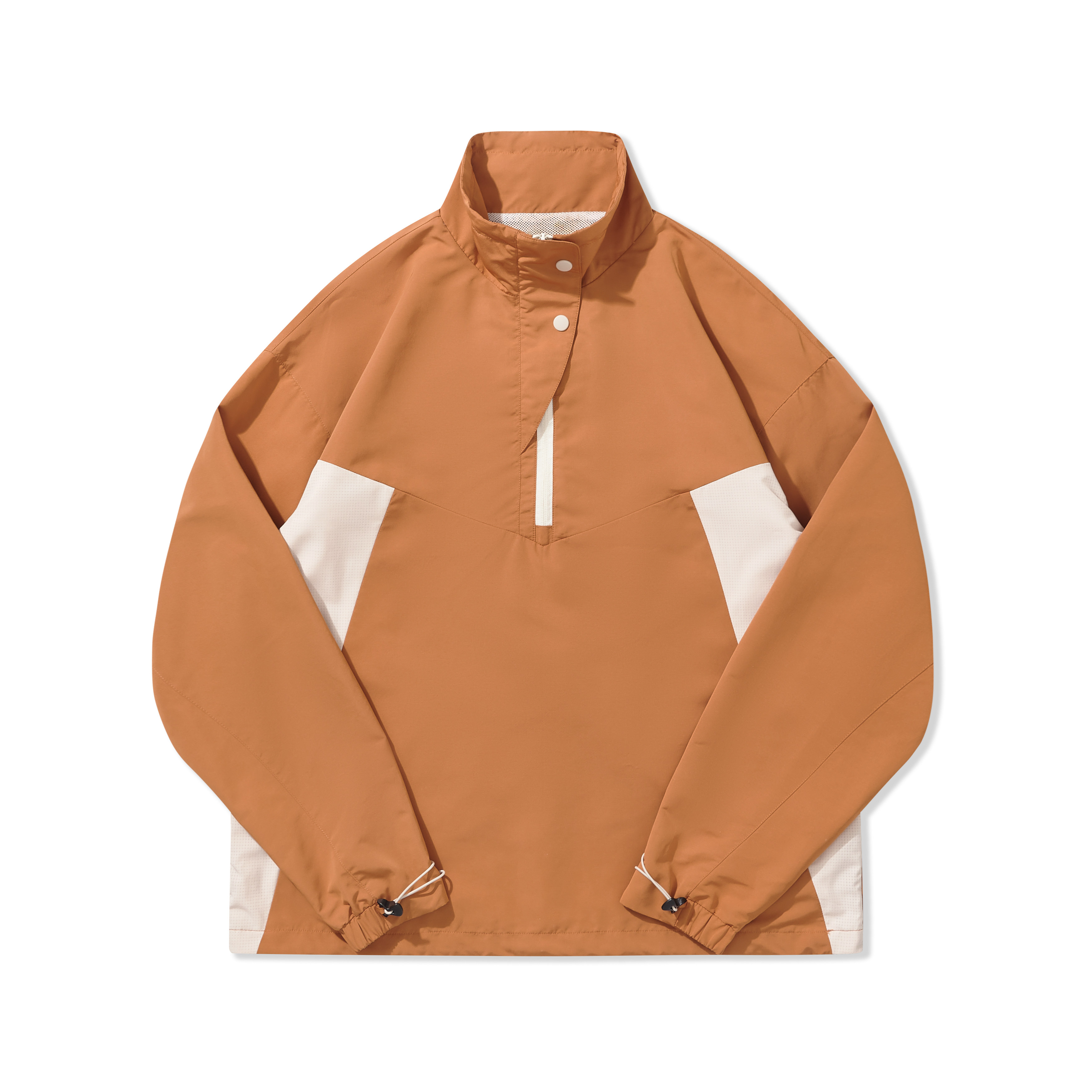 Windproof & Water-Repellent Half-Zip Color-Block Stand Collar Jacket