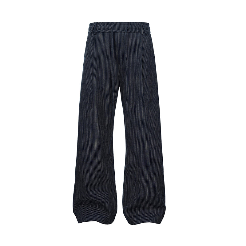 Ink Bamboo Stripe Wide-Leg Trousers