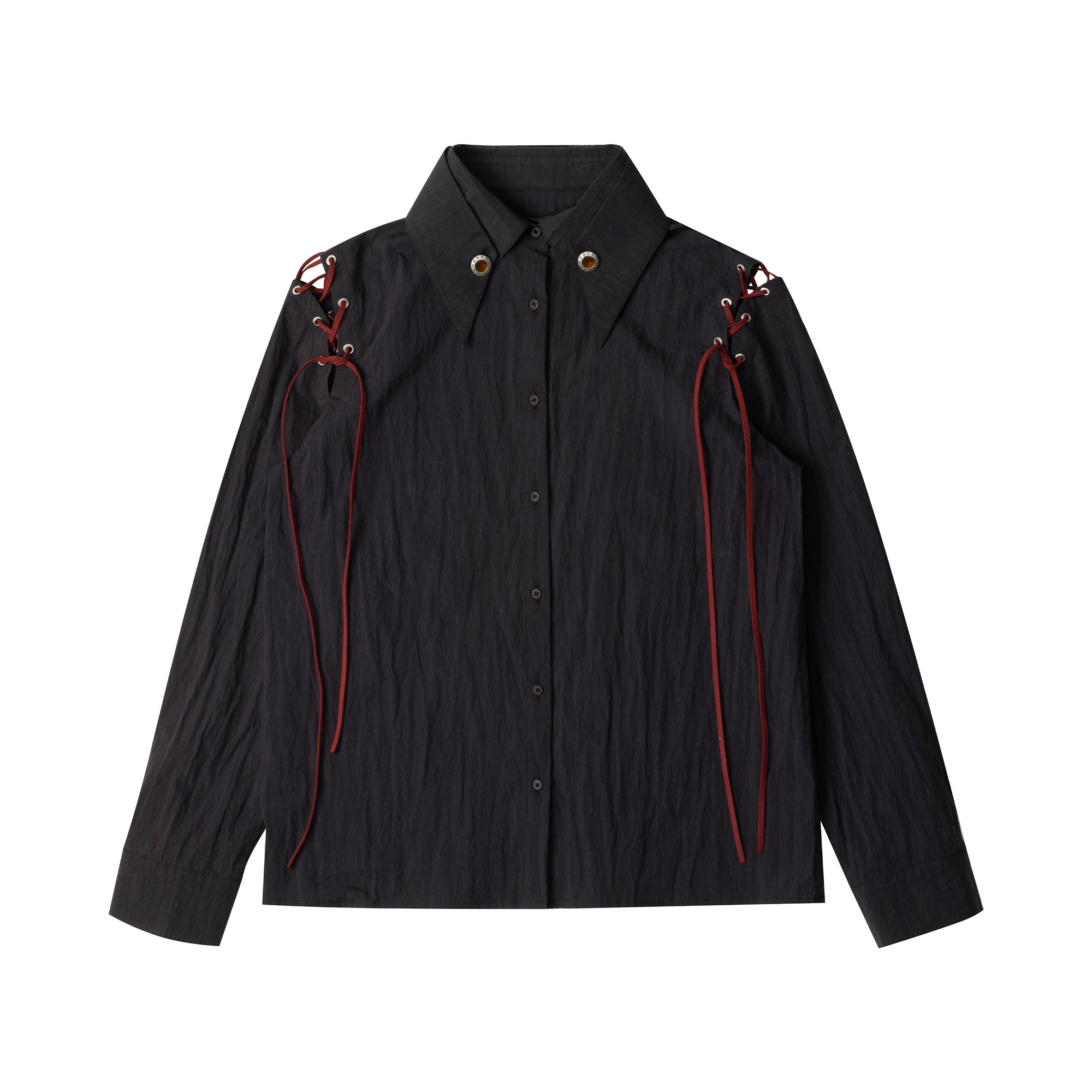 Double-Layer Collar Gemstone Shirt