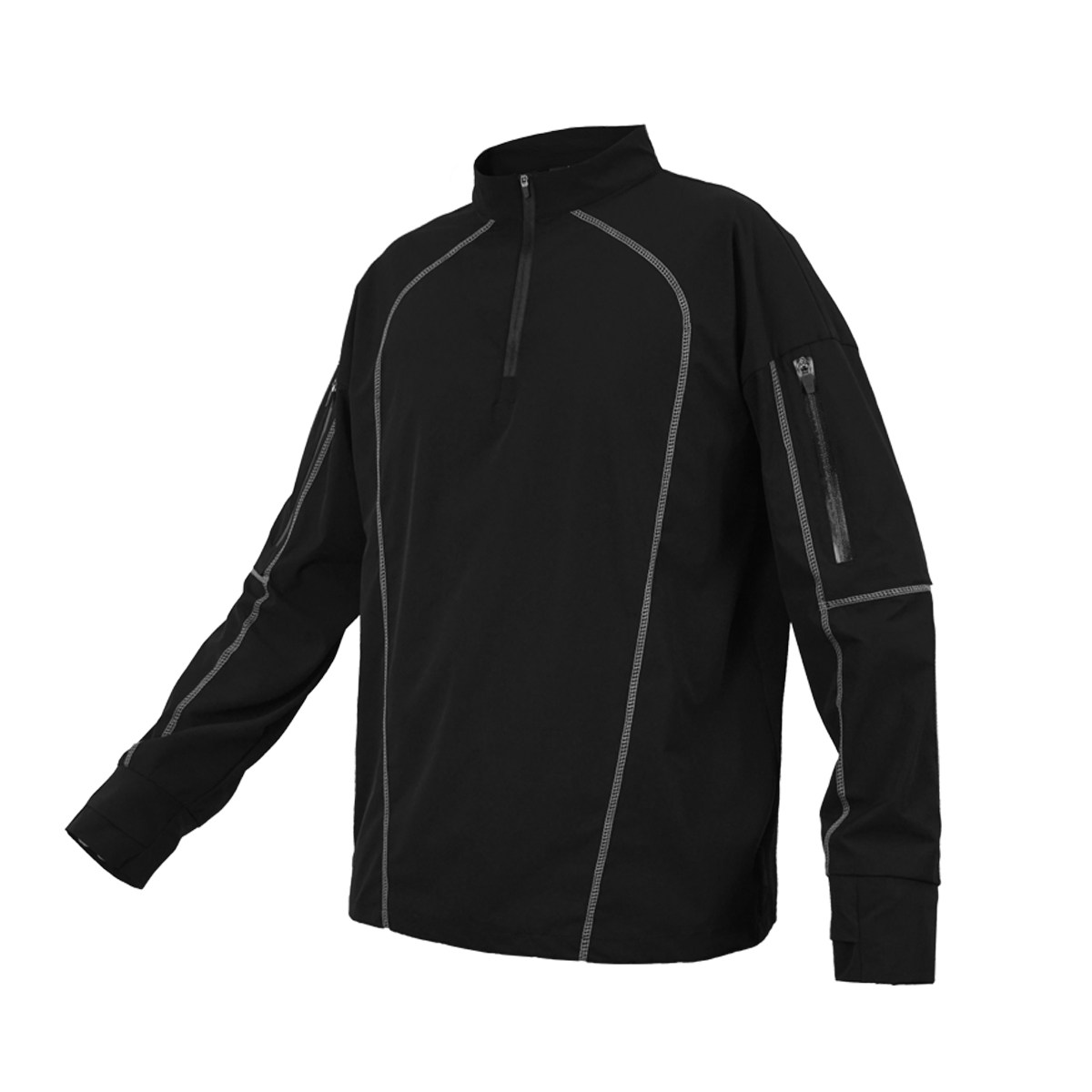 Two-Tone Topstitched Long Sleeve T-Shirt