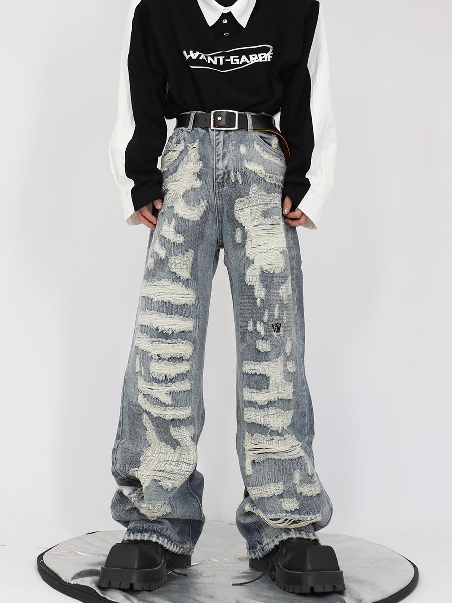 Heavy-Duty Distressed Jeans