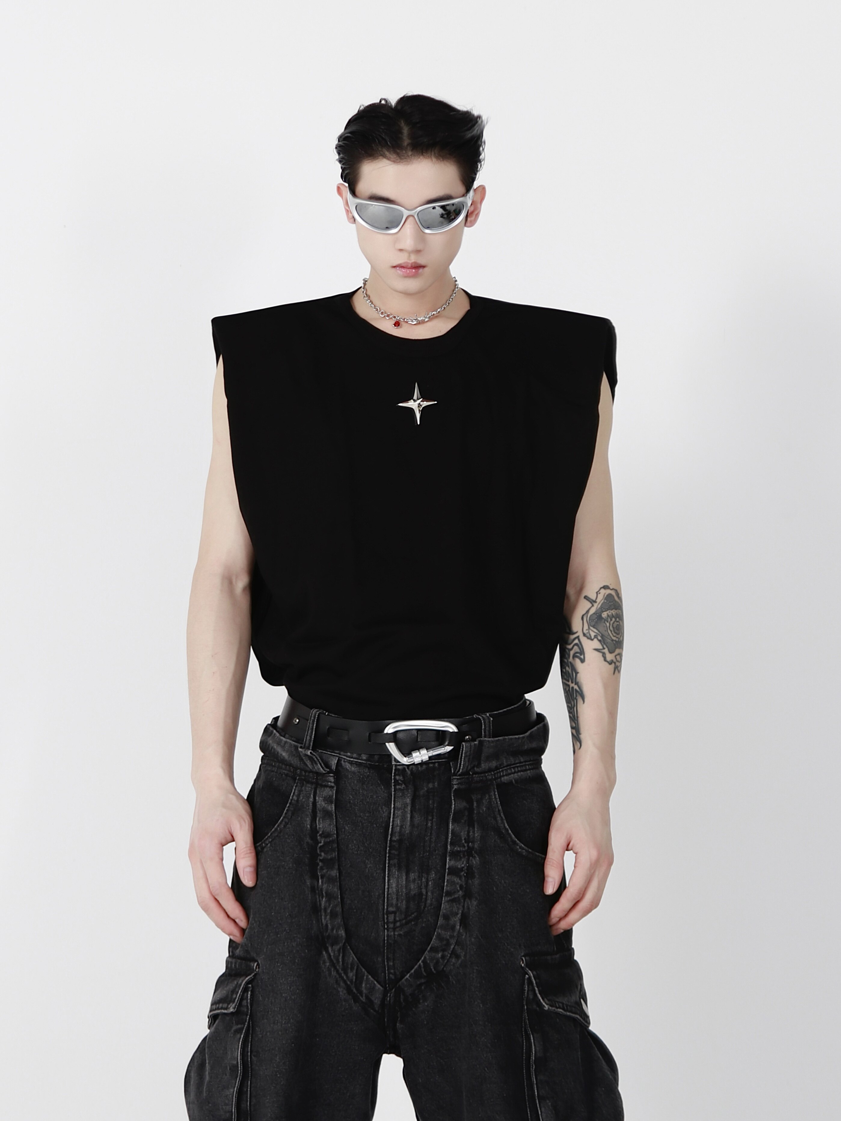 Shoulder-Padded Tank Top