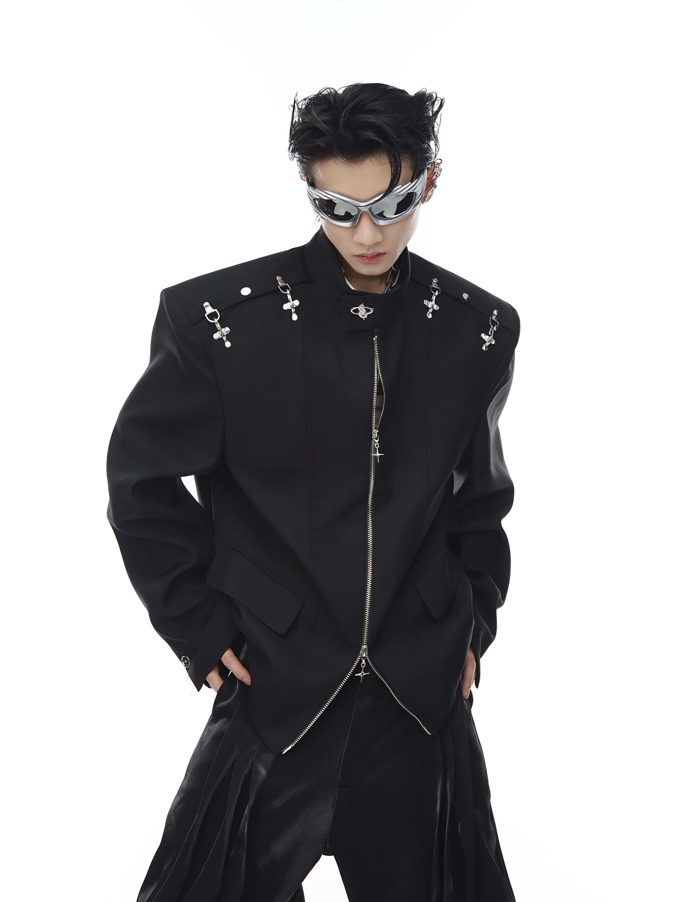 Stand Collar Airplane Buckle Jacket