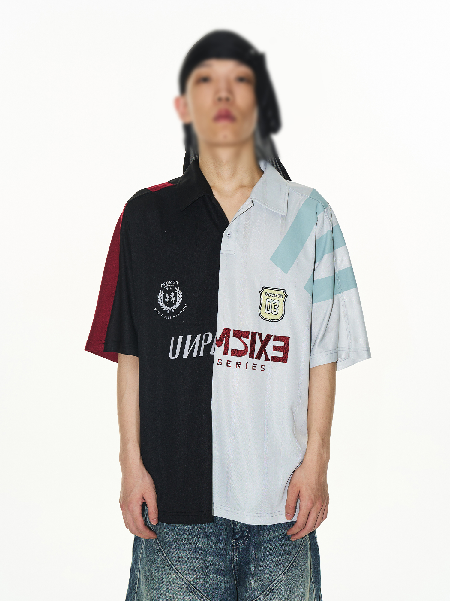 EXITMODE BY BLINDNOPLAN Color-Block Spliced Print Polo