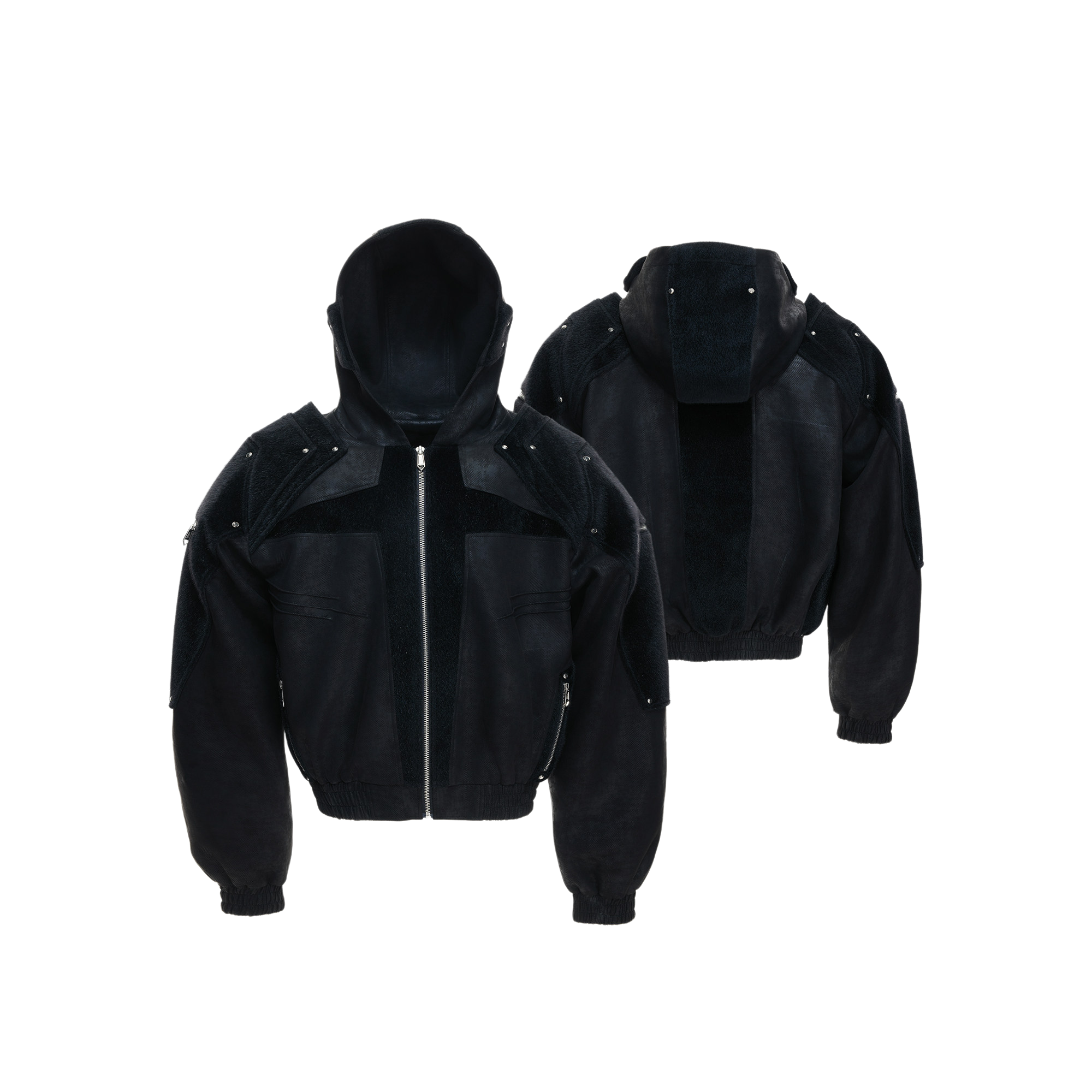 Deconstructed Armor Paneled Leather Jacket