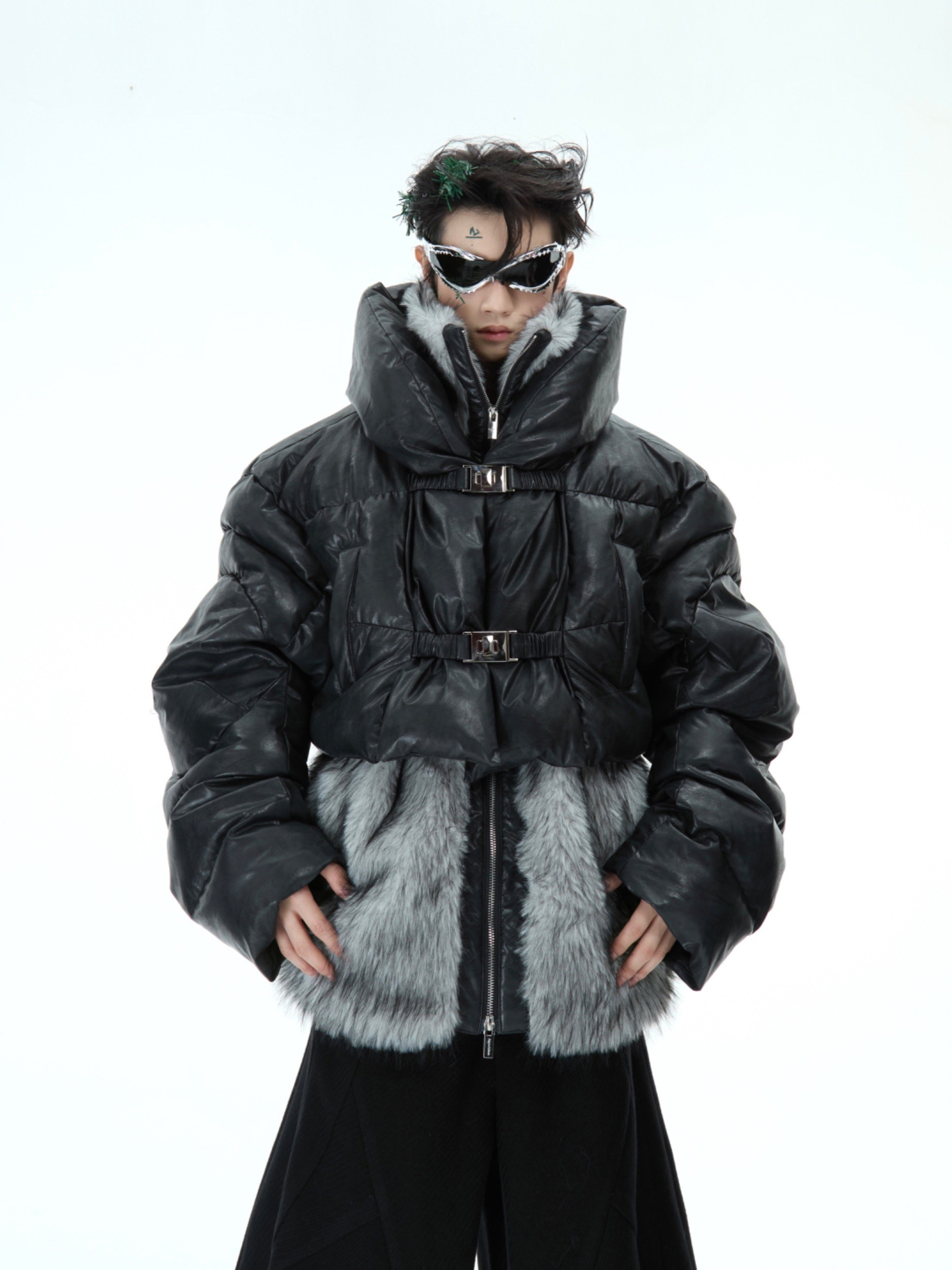 Deconstructed Condor Faux Two-Layer Thickened Fur Cotton Jacket
