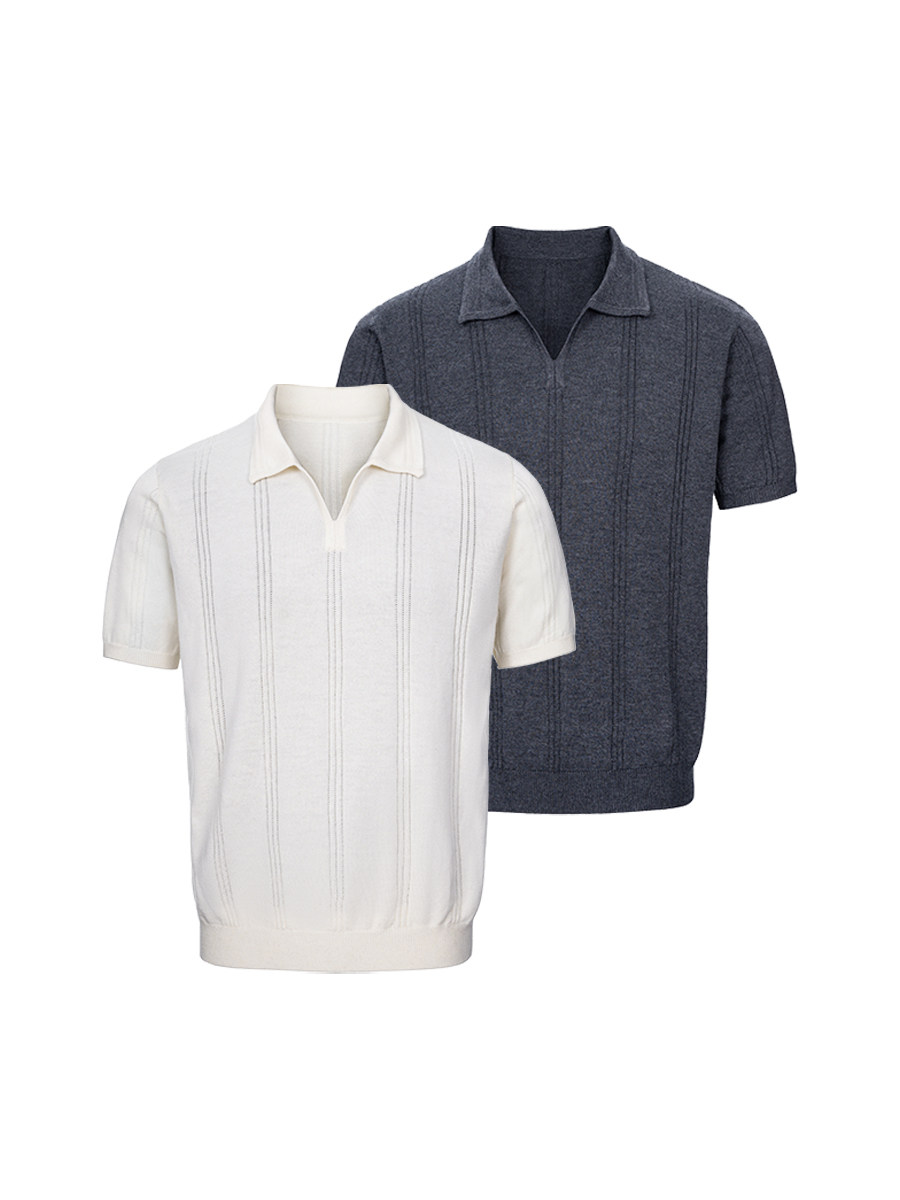 Seagull Neck Wool Short Sleeve