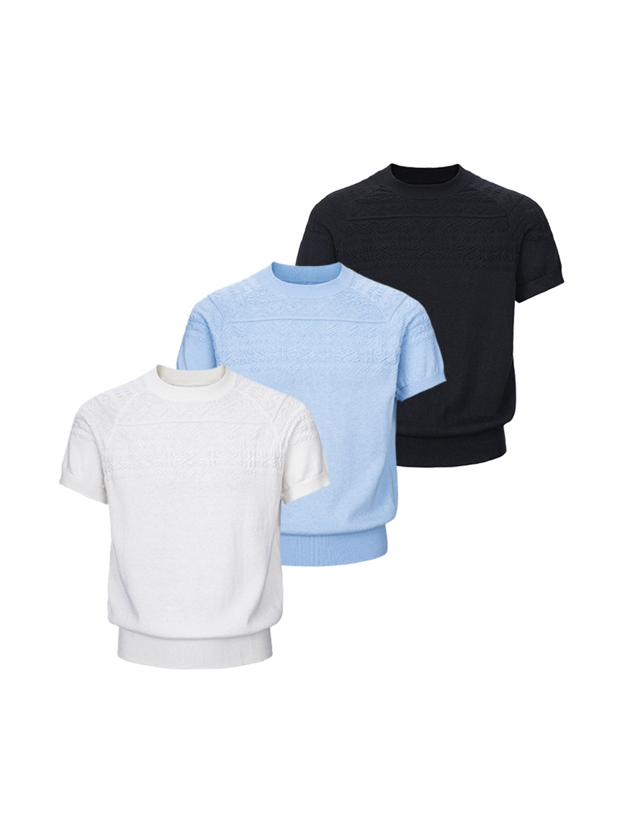 Mosaic Cashmere Fair Isle Short Sleeve
