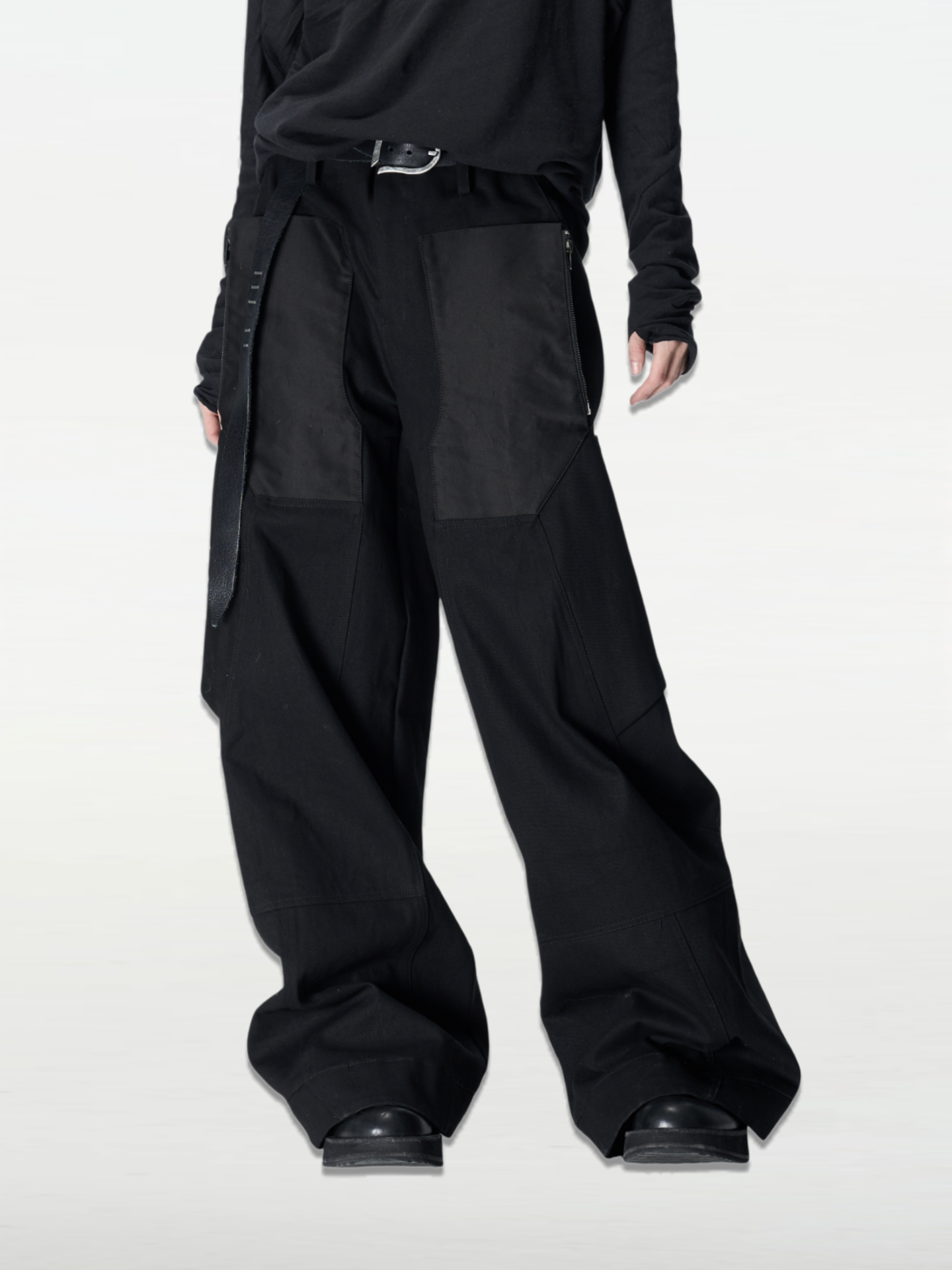 Adjustable Hem Wide-Leg Trousers