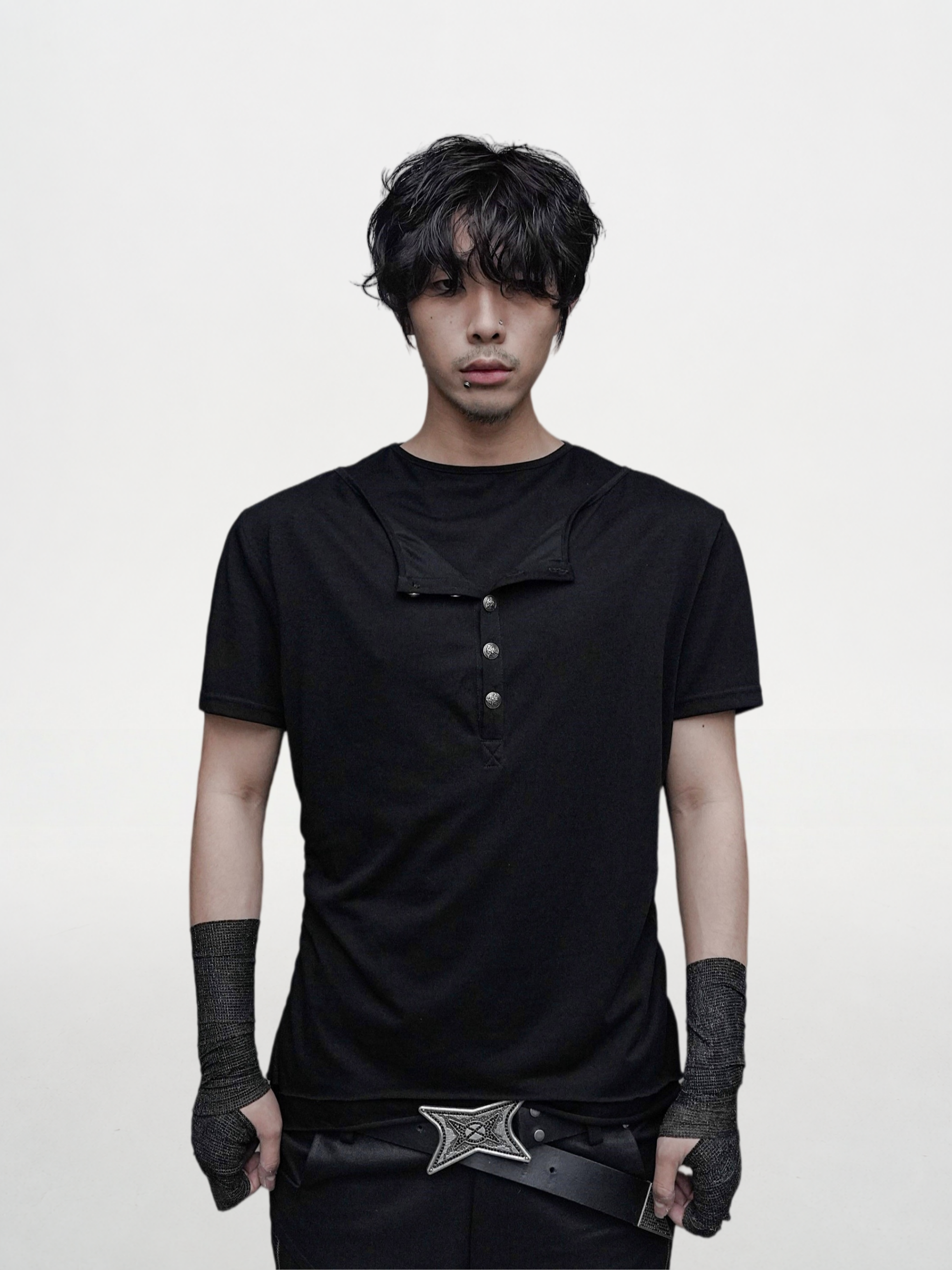 「Night Walker」Double-Collar Ice-Silk Lyocell Short Sleeve Tee