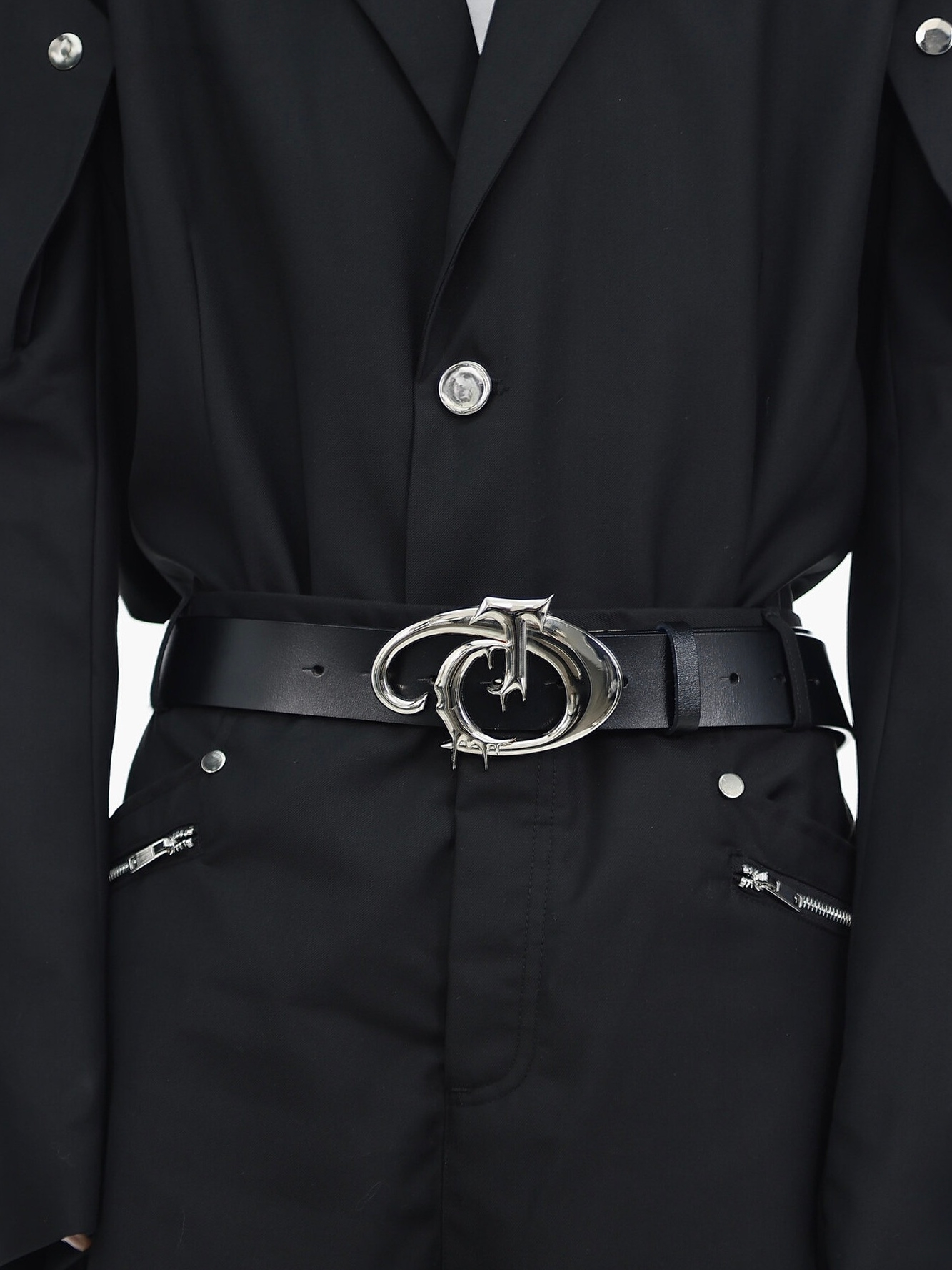 Full-Grain Leather Belt with Metal Logo
