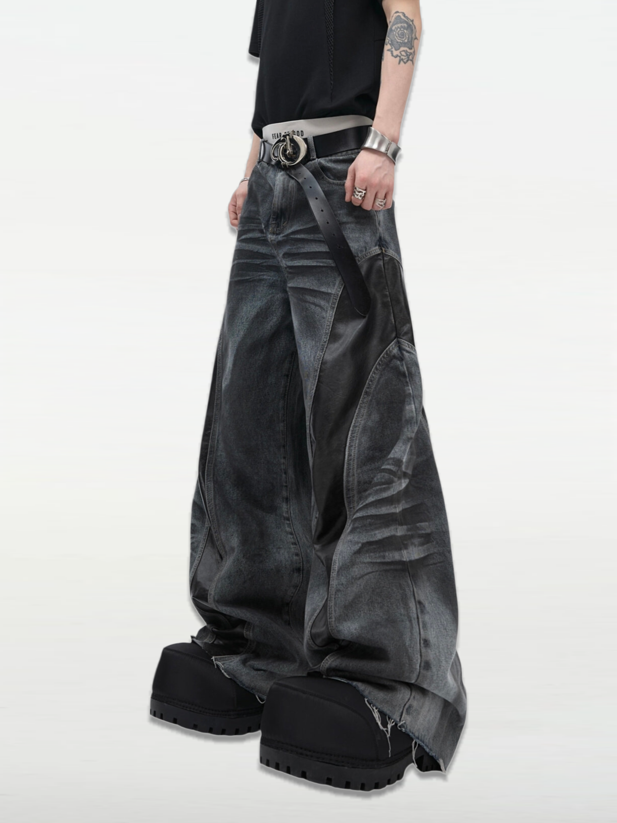 Deconstructed Heavy Tie-Dye Relaxed Jeans