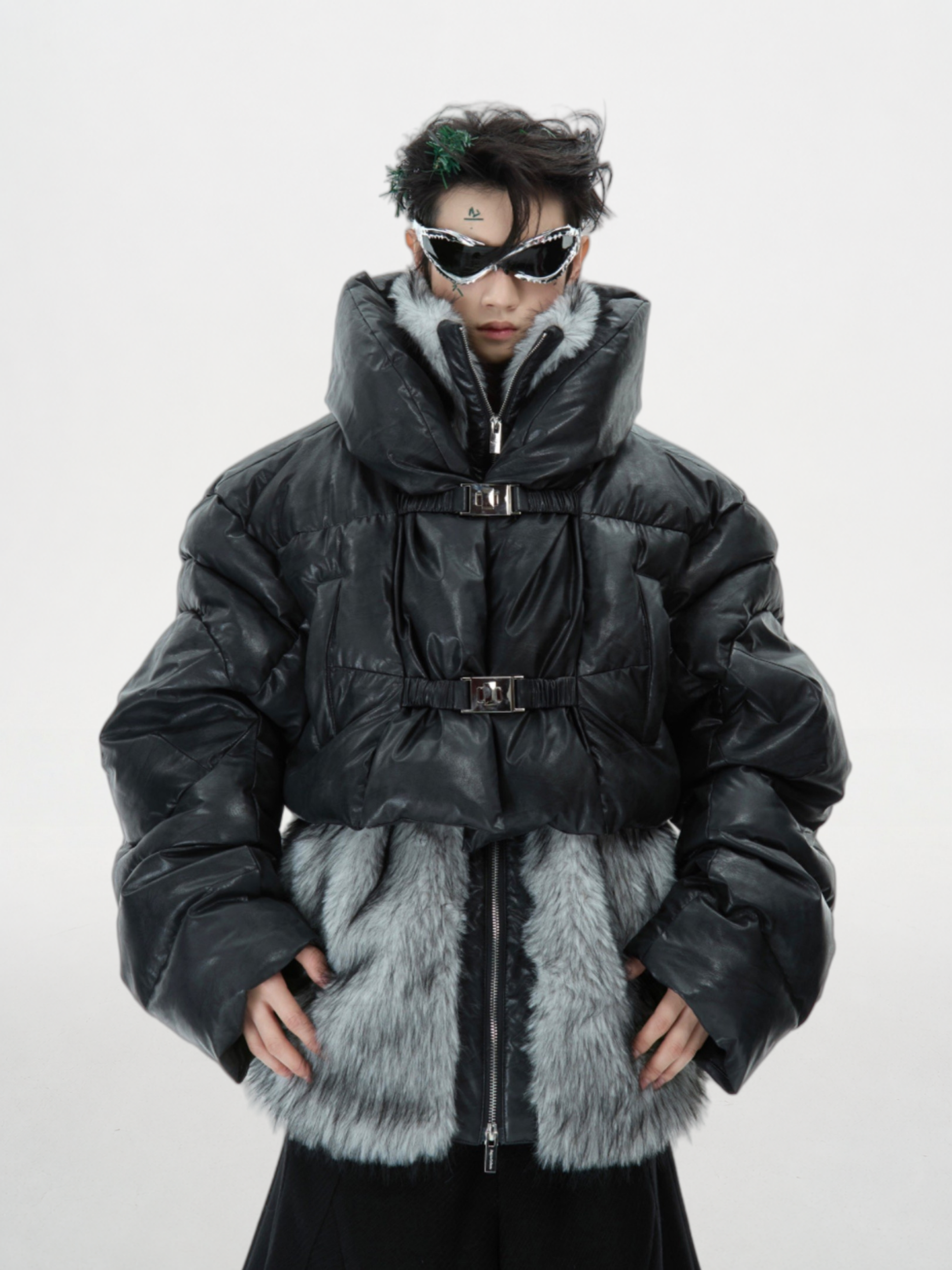 Deconstructed Condor Faux Two-Layer Thickened Fur Cotton Jacket