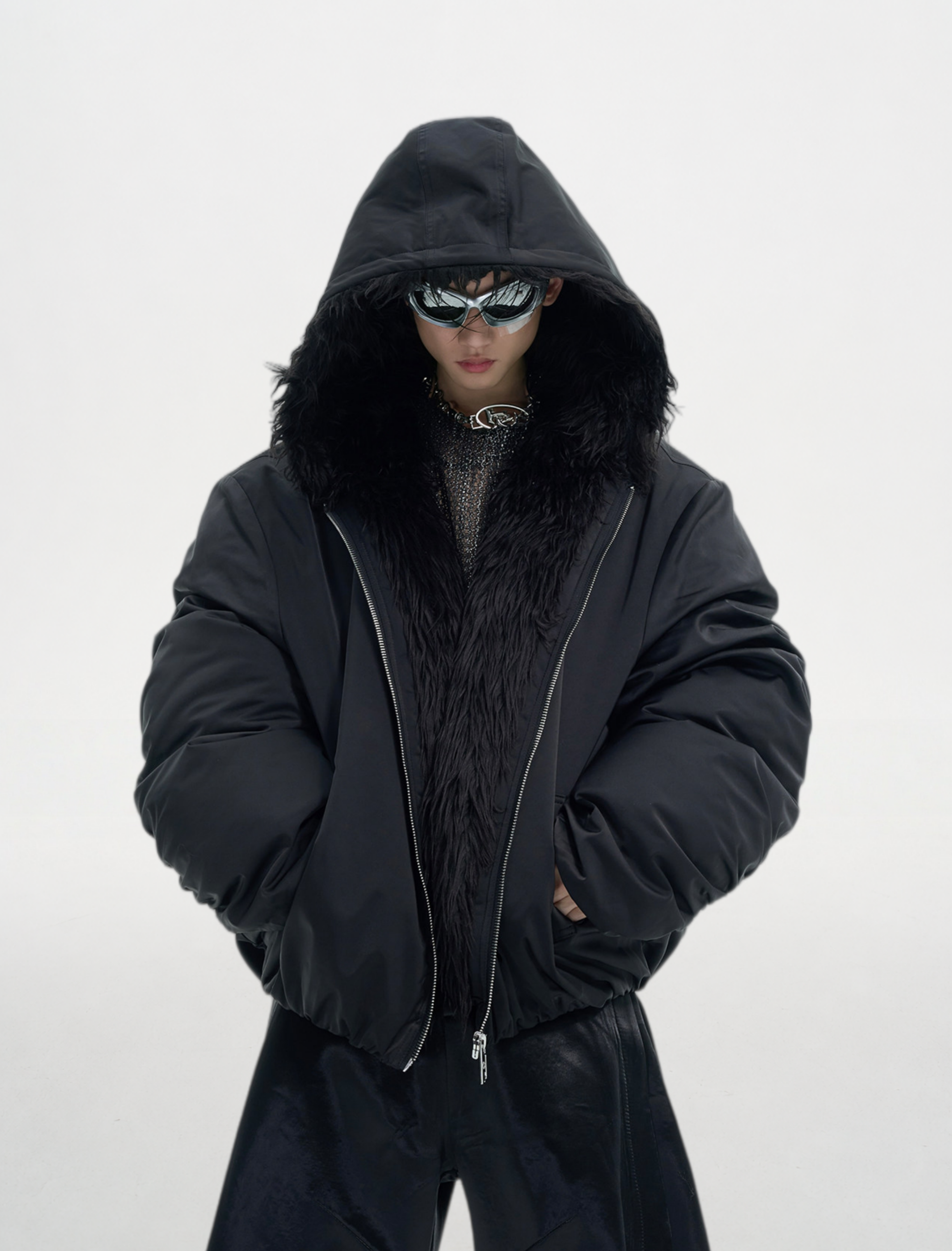 Plush Patchwork Hooded Quilted Jacket