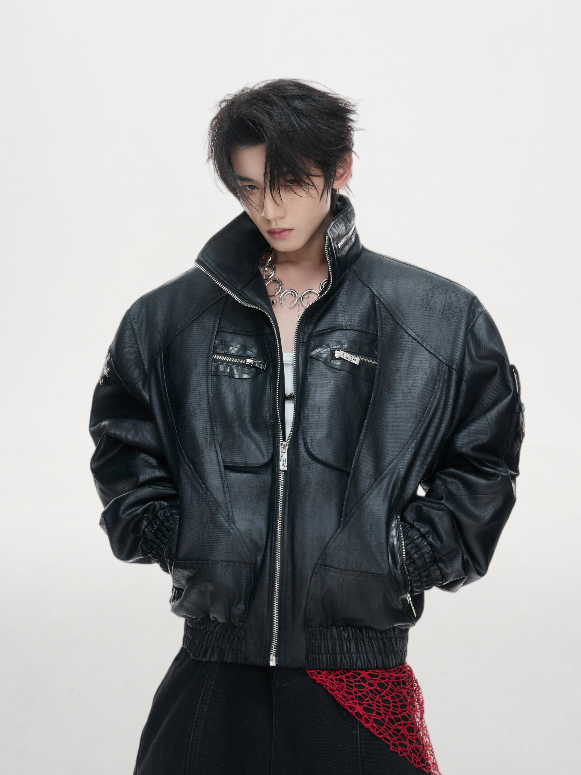 Distressed Original Waxed Stand-Collar Jacket