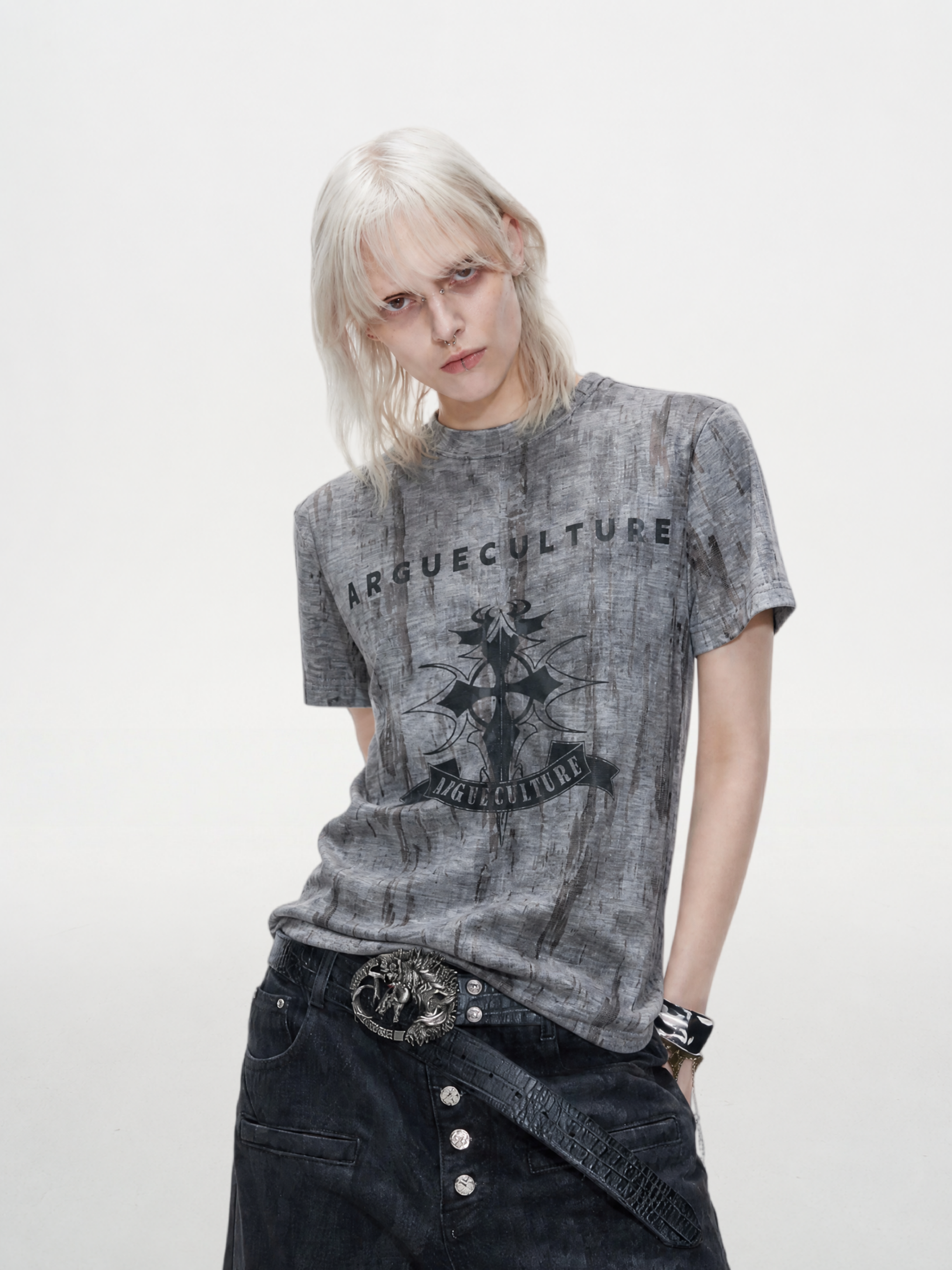 Vintage Distressed Tie-Dye Cropped T-Shirt