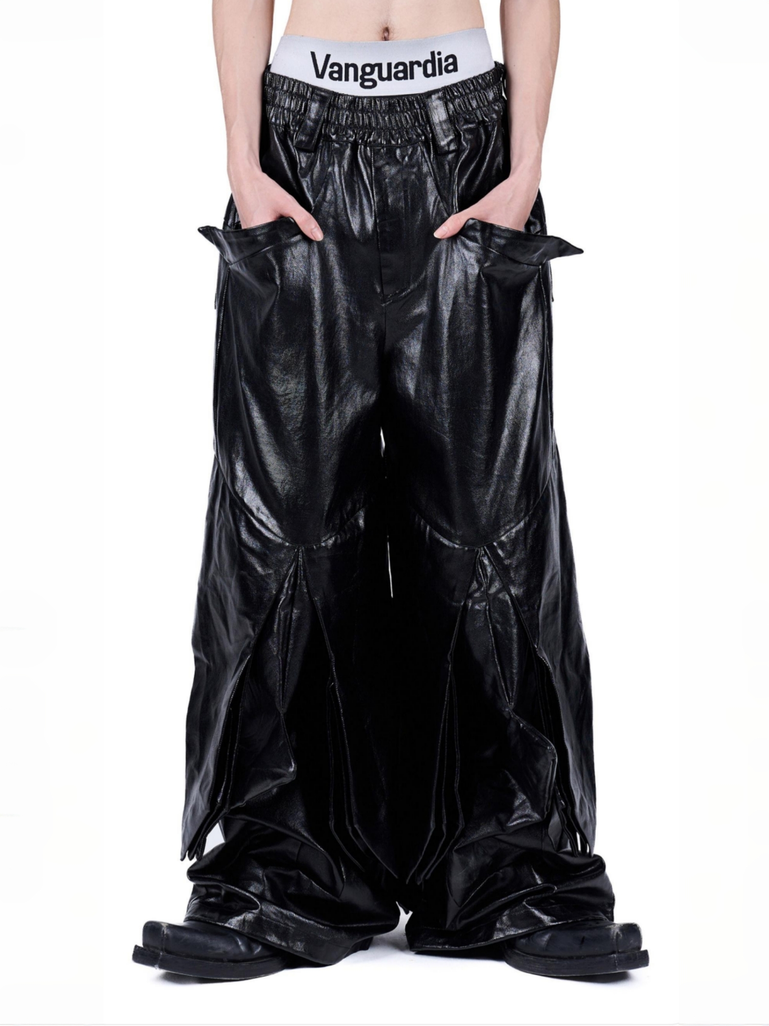 "Blade Array" Coated Deconstructed Pants