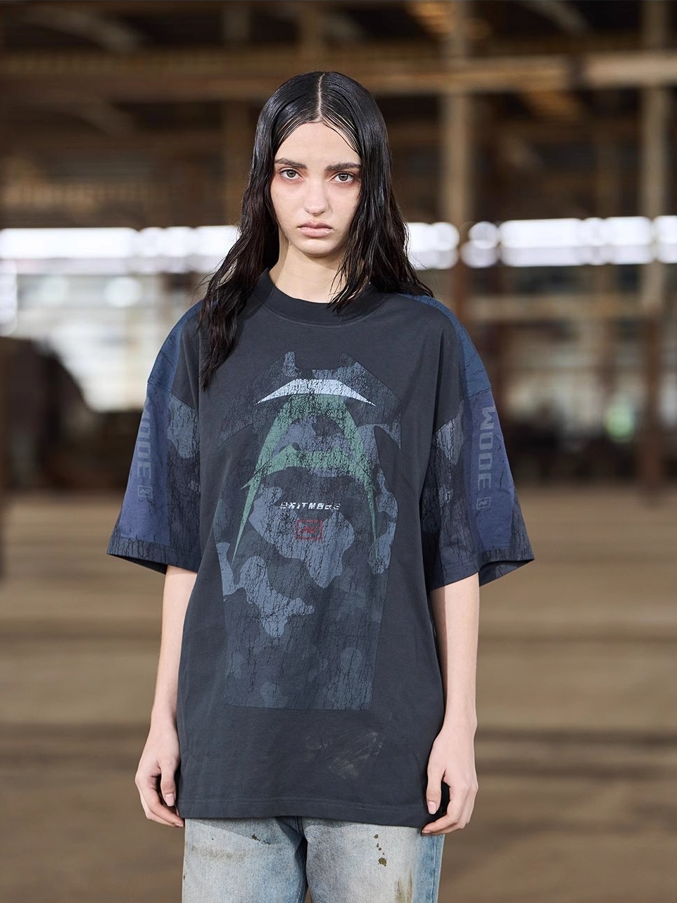EXITMODE BY BLINDNOPLAN 24SS Racing Camouflage Print T-Shirt