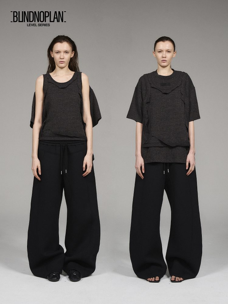 BLINDNOPLAN Level Series Distressed Sleeveless-Layered Short-Sleeve T-Shirt