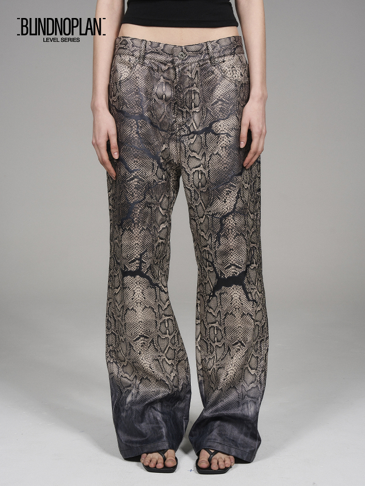 BLINDNOPLAN Level Series  Snake Print Leather Pants