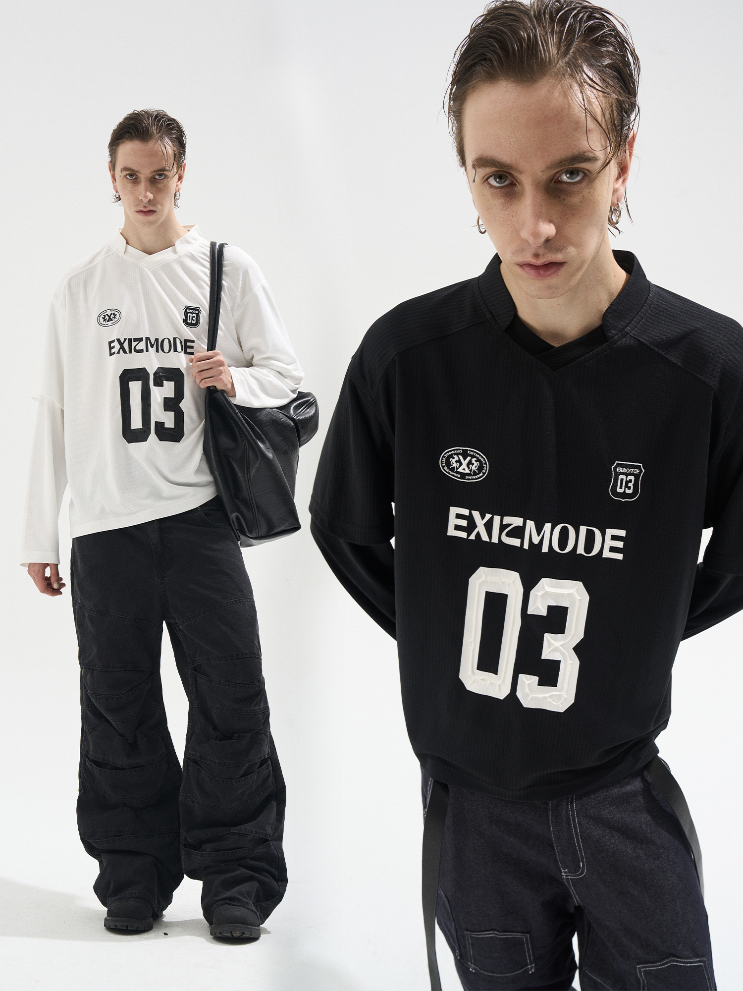 EXITMODE BY BLINDNOPLAN Retro Layered Striped Jersey T-Shirt