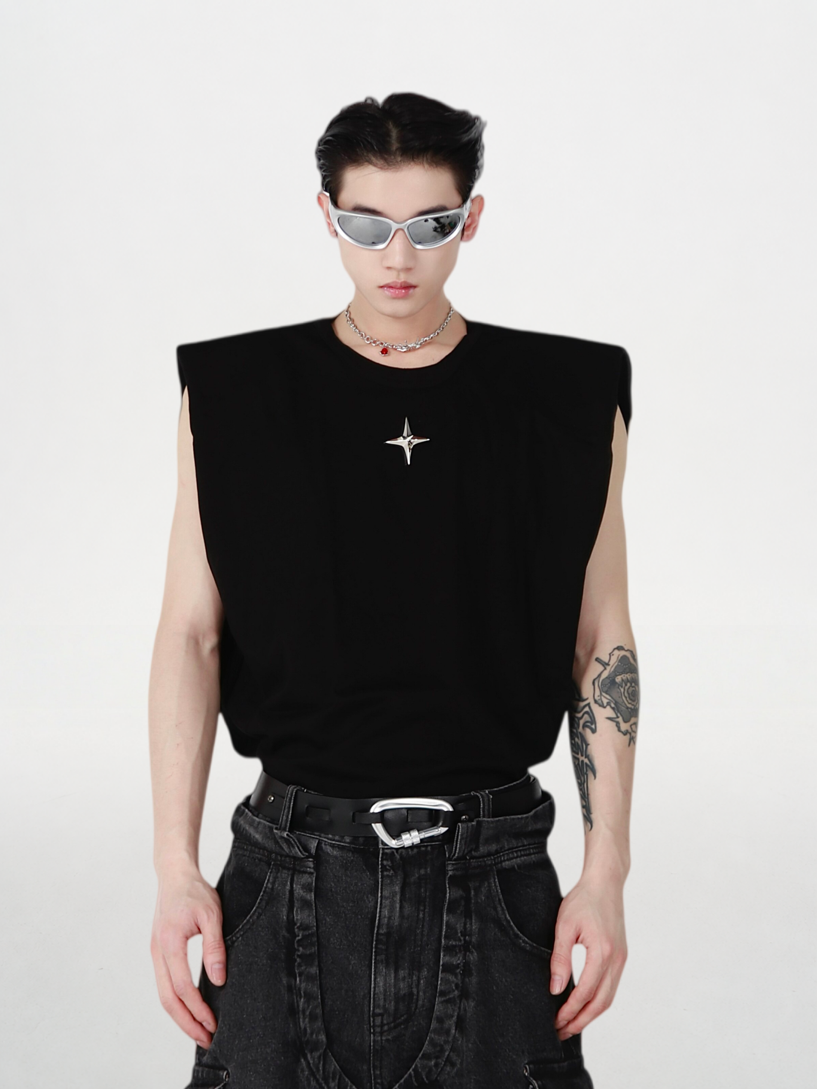 Shoulder-Padded Tank Top
