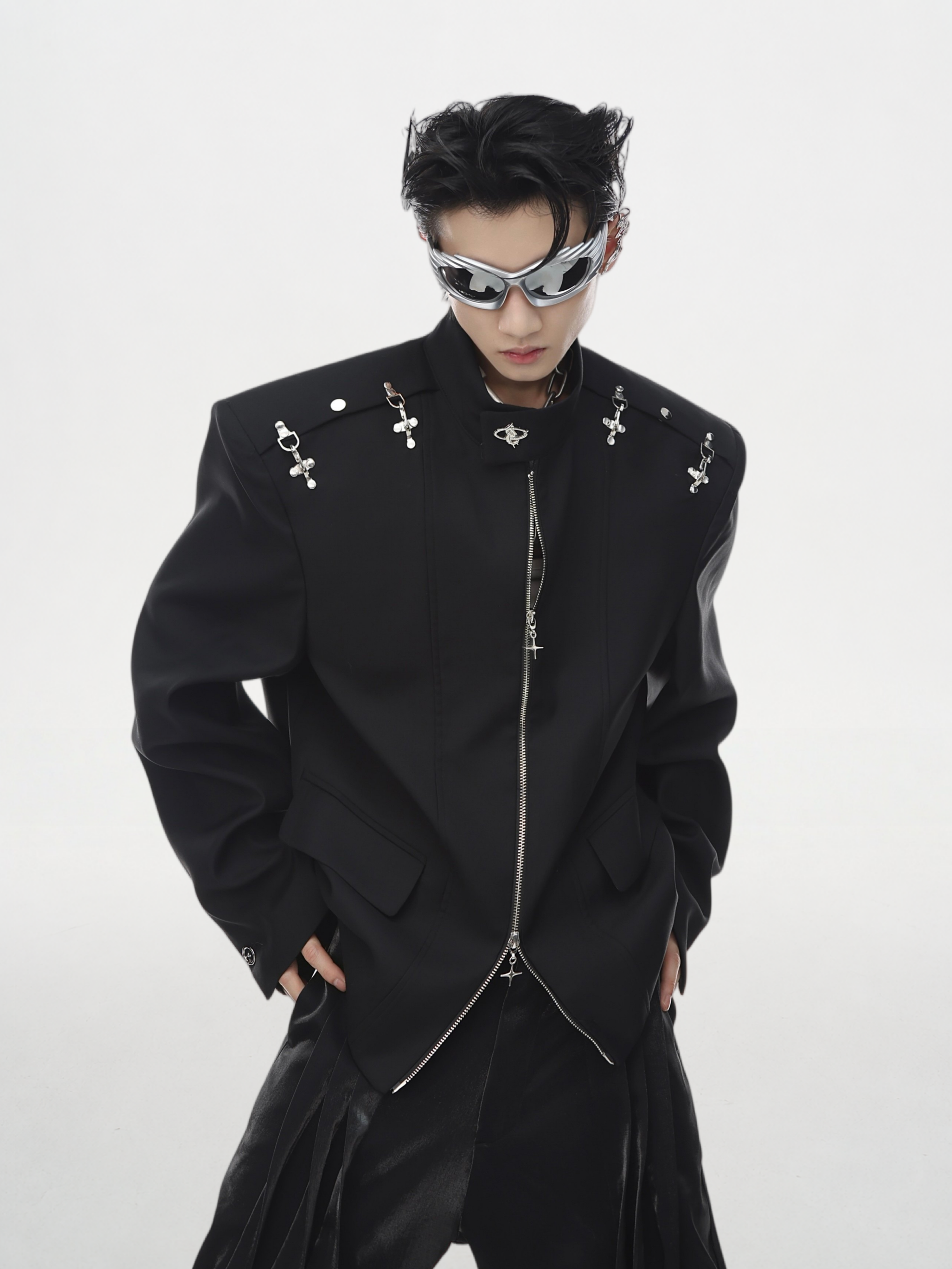 Stand Collar Airplane Buckle Jacket