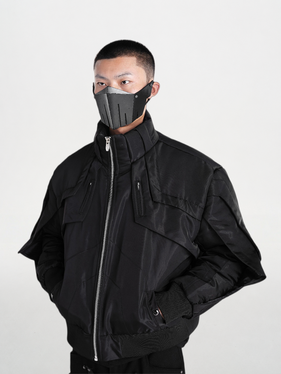 Winged Sleeves Liquid Metal Panel Oversized Cotton Jacket