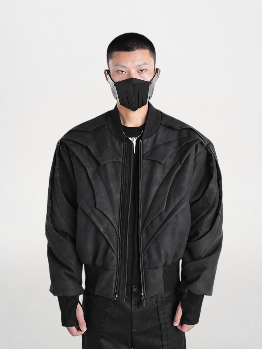 Multi-Flap Matte Textured Oversized Cotton Jacket
